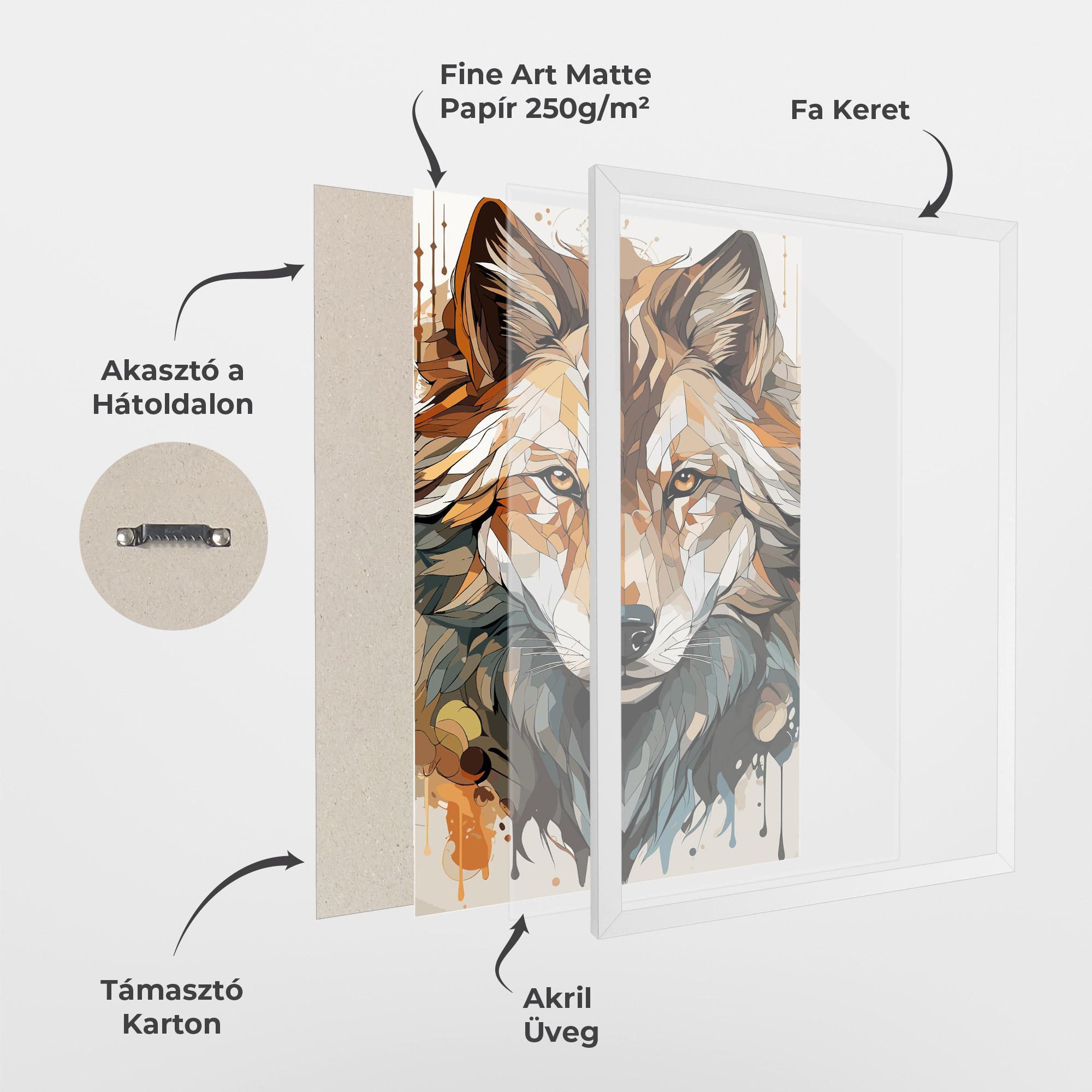 Keretezett Poszter Pretty Orange Wolf mockup 1