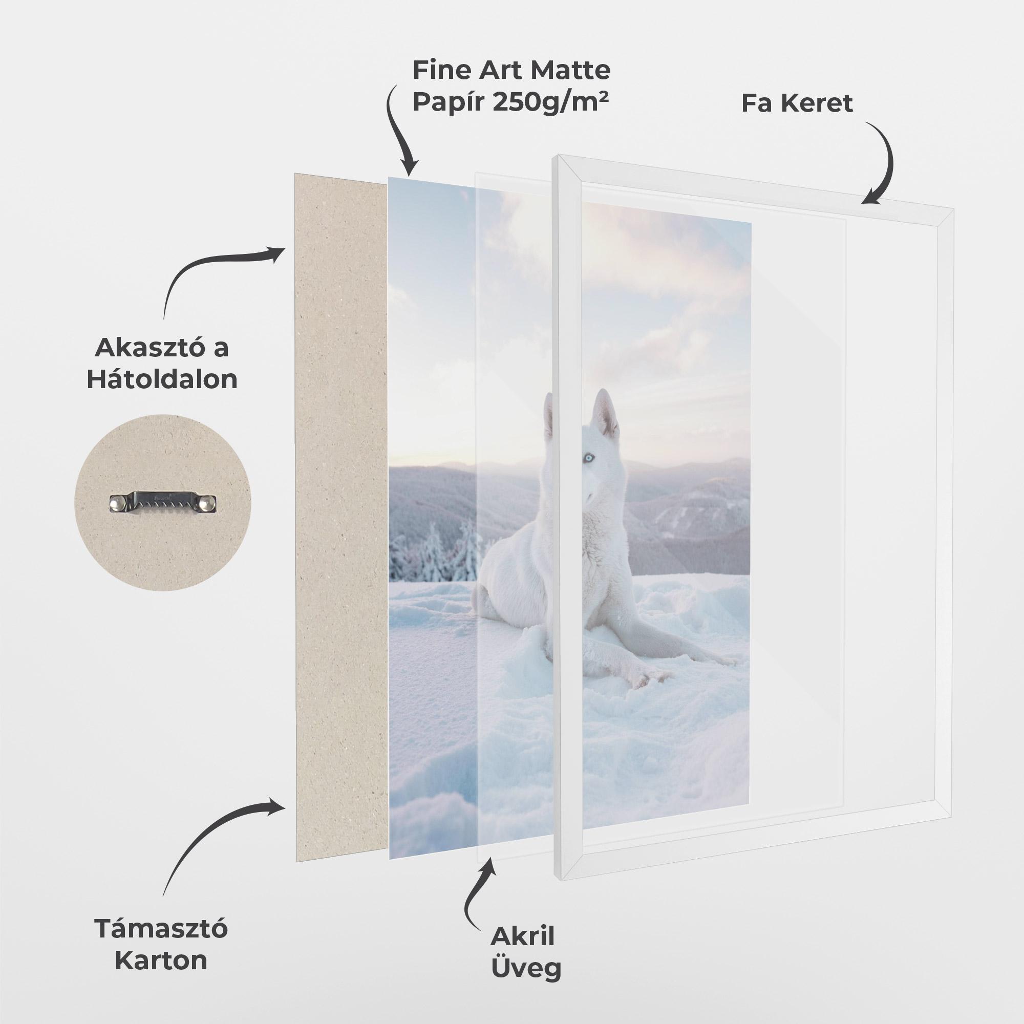 Keretezett Poszter White Snow Wolf mockup 1