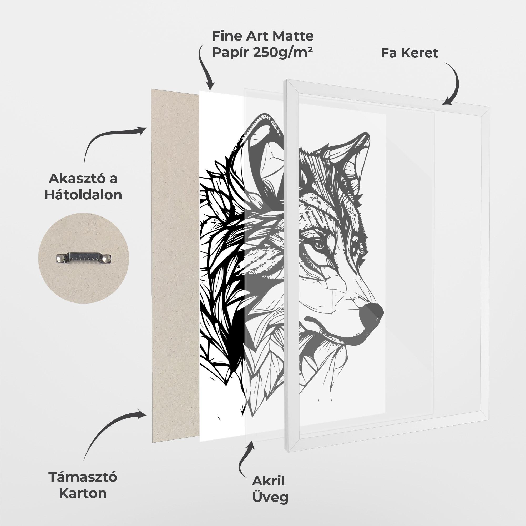 Keretezett Poszter Wolf Head Line mockup 1