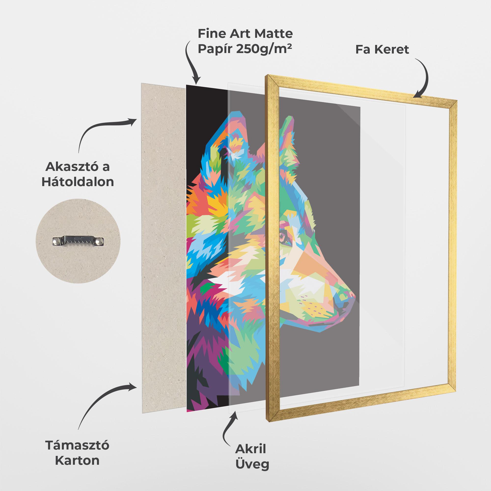 Keretezett Poszter Colorful Wolf mockup 1