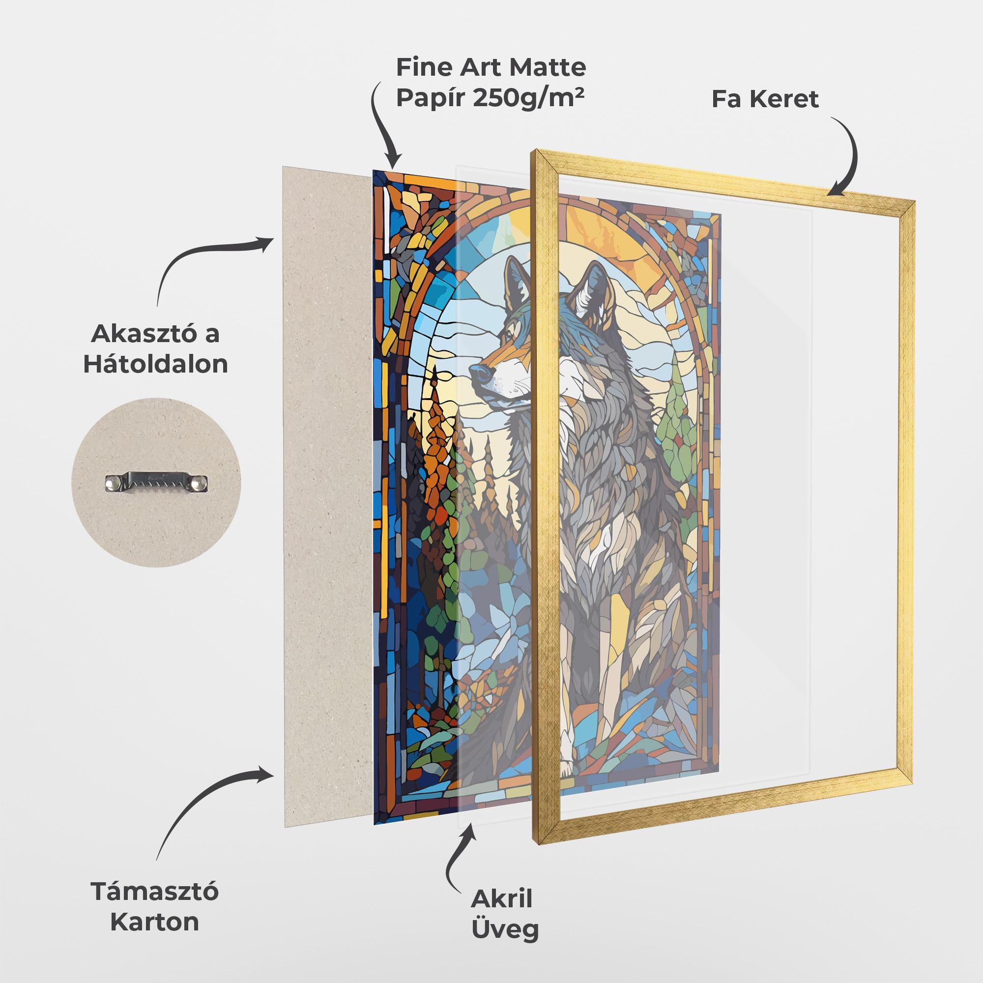 Keretezett Poszter Glass Wolf mockup 1