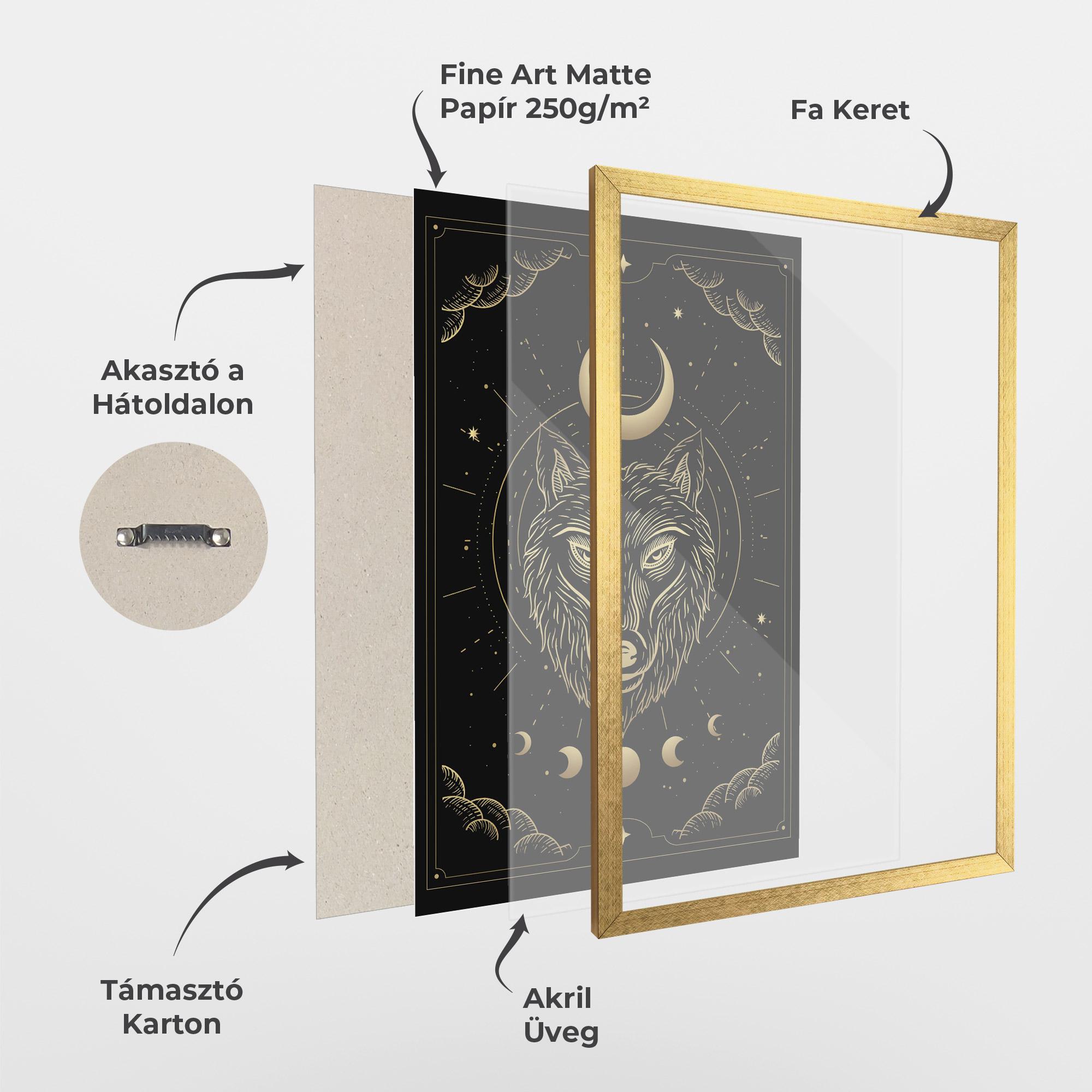 Keretezett Poszter Gold Line Wolf mockup 1