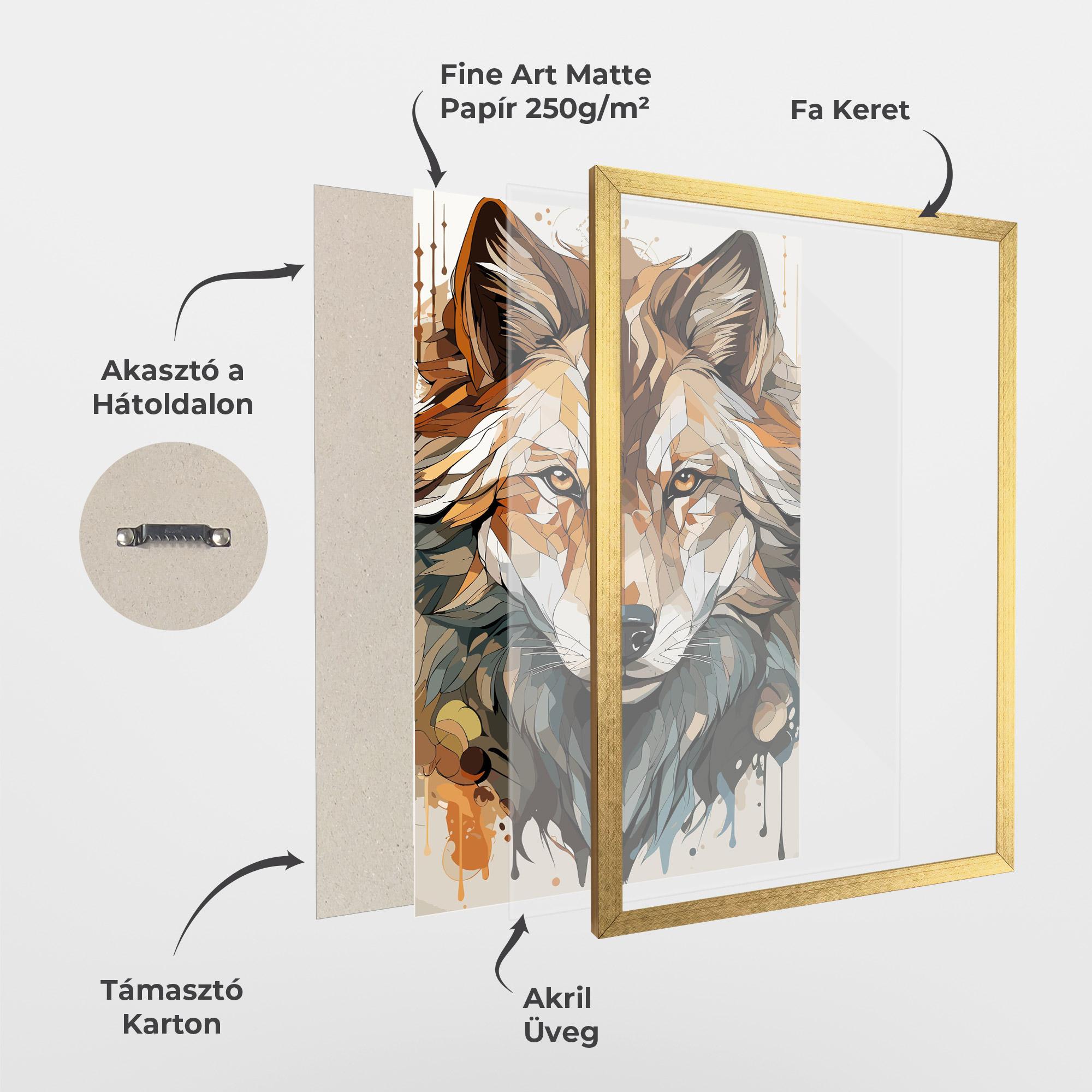 Keretezett Poszter Pretty Orange Wolf mockup 1