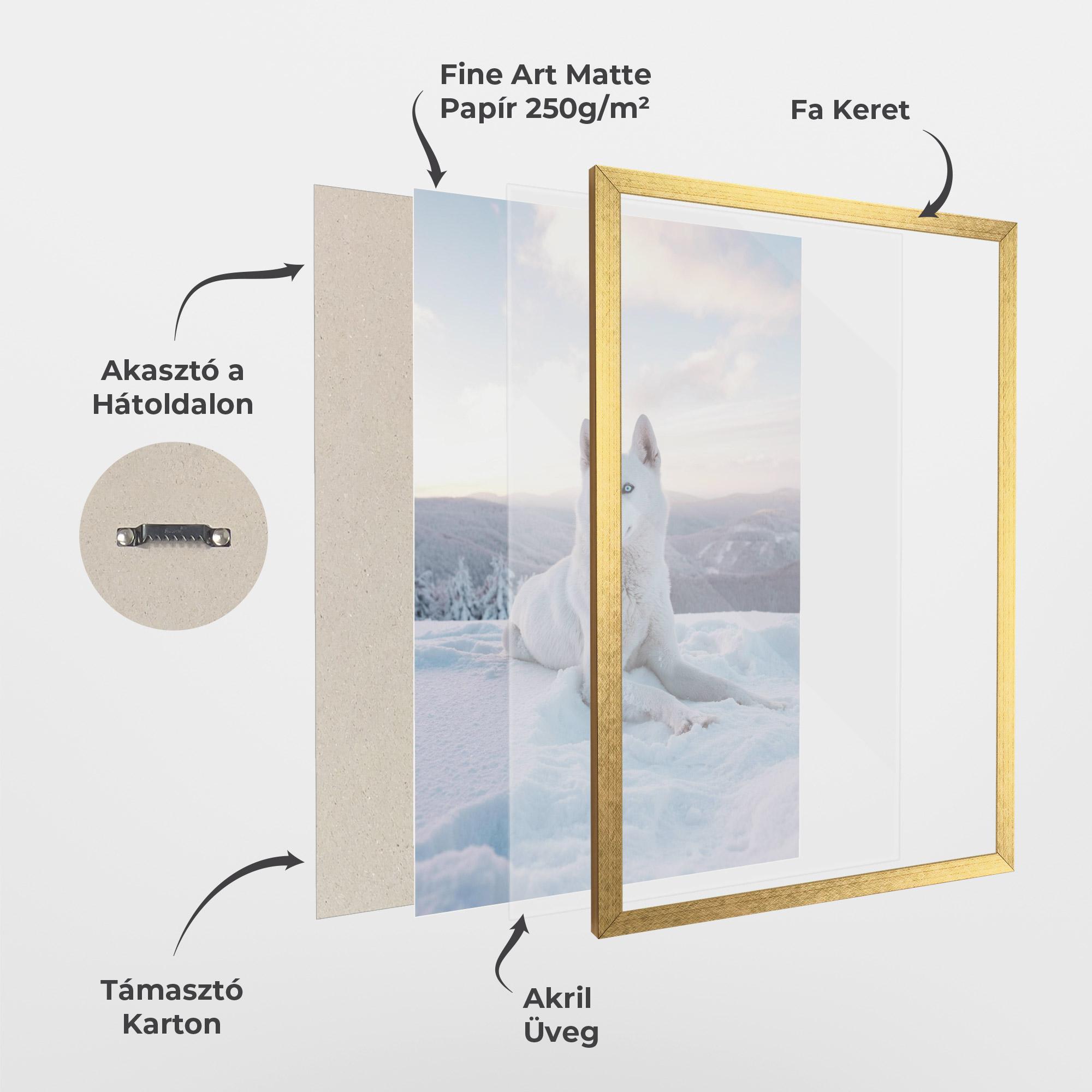 Keretezett Poszter White Snow Wolf mockup 1