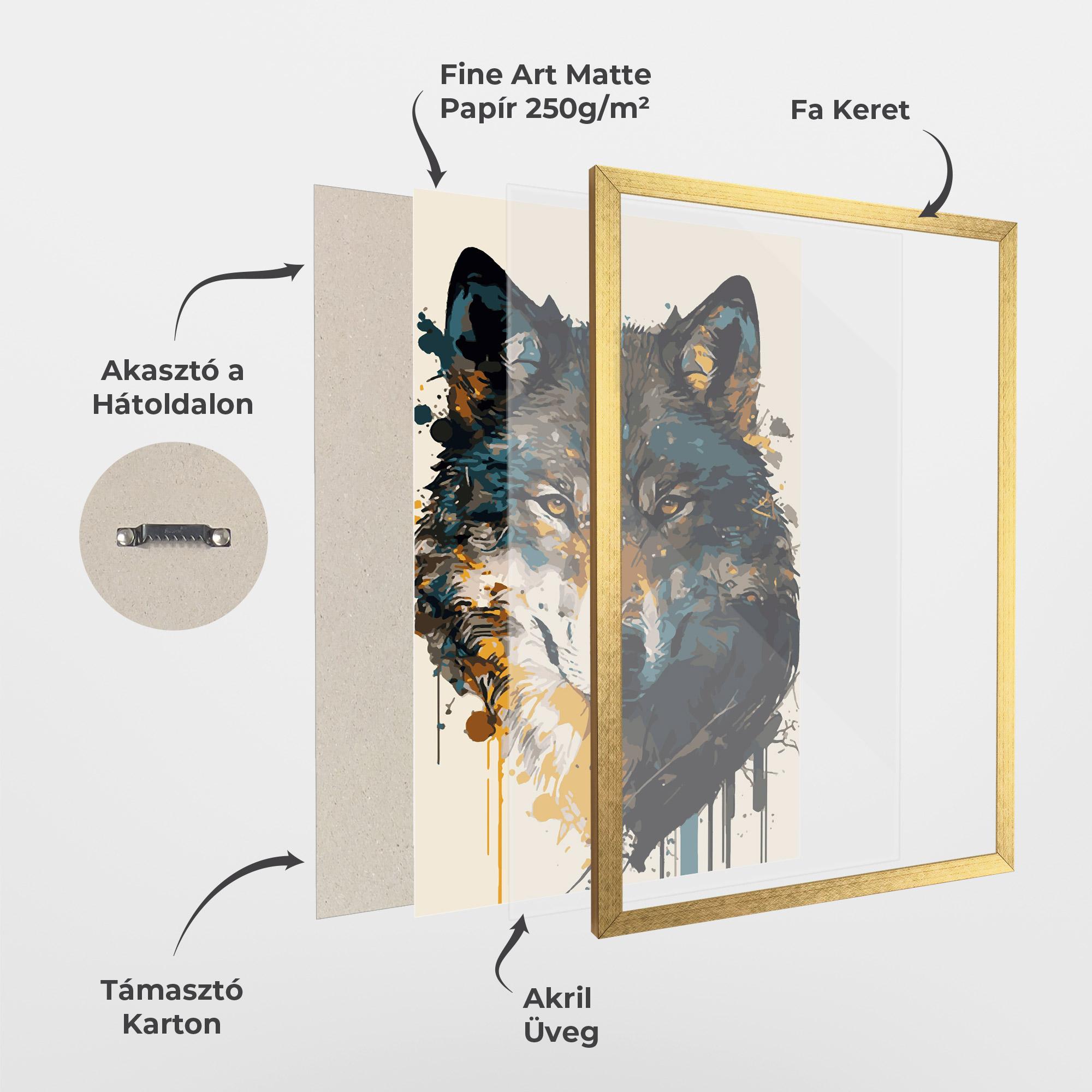 Keretezett Poszter Wolf Head Art mockup 1
