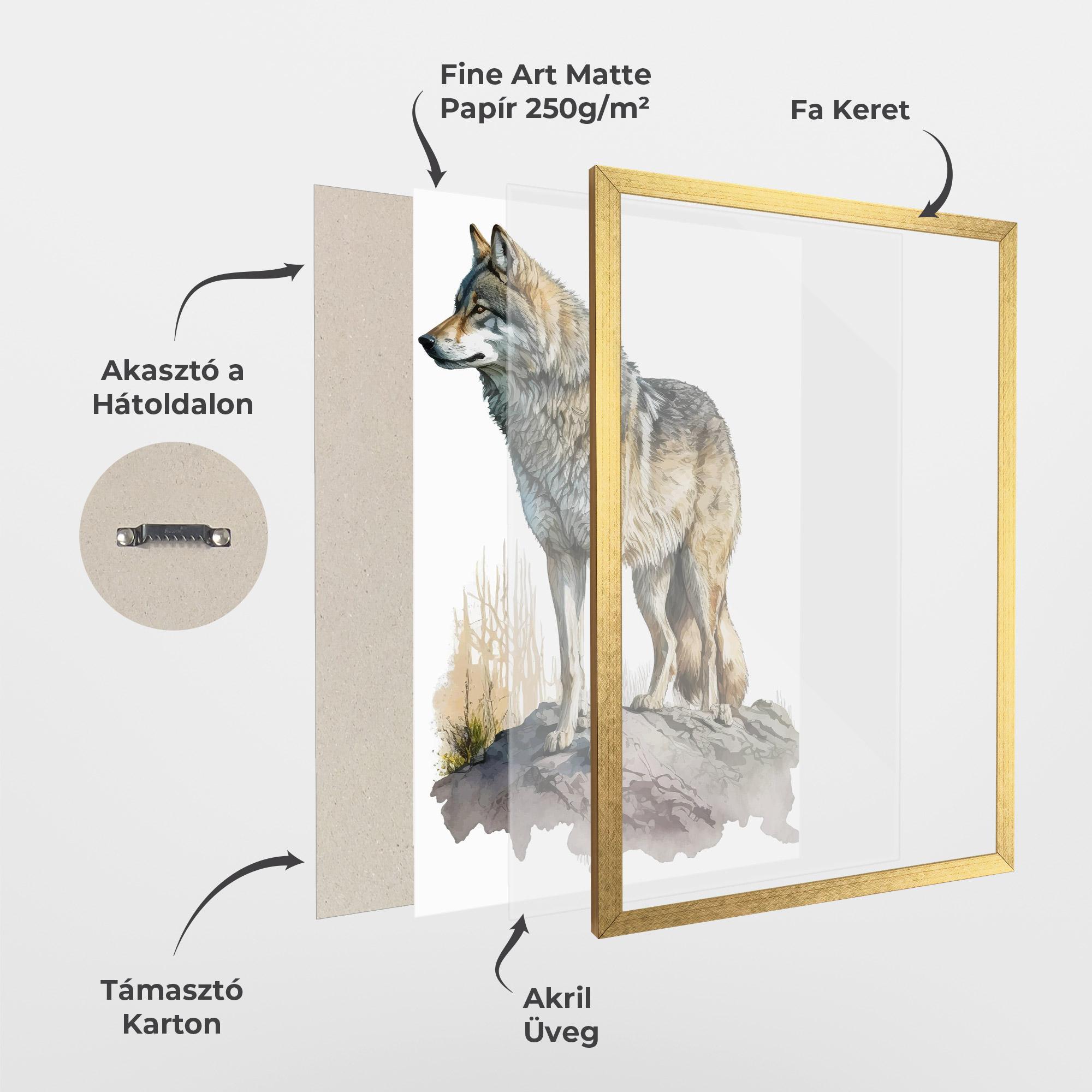 Keretezett Poszter Wolf On Rock mockup 1