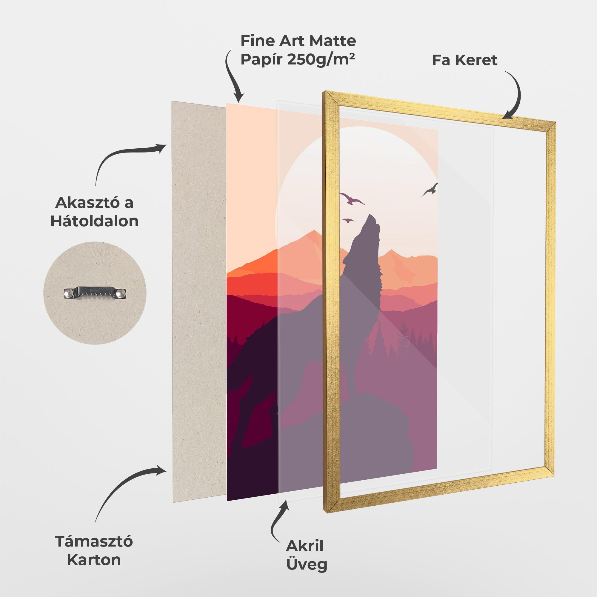 Keretezett Poszter Wolf Pink Moon mockup 1