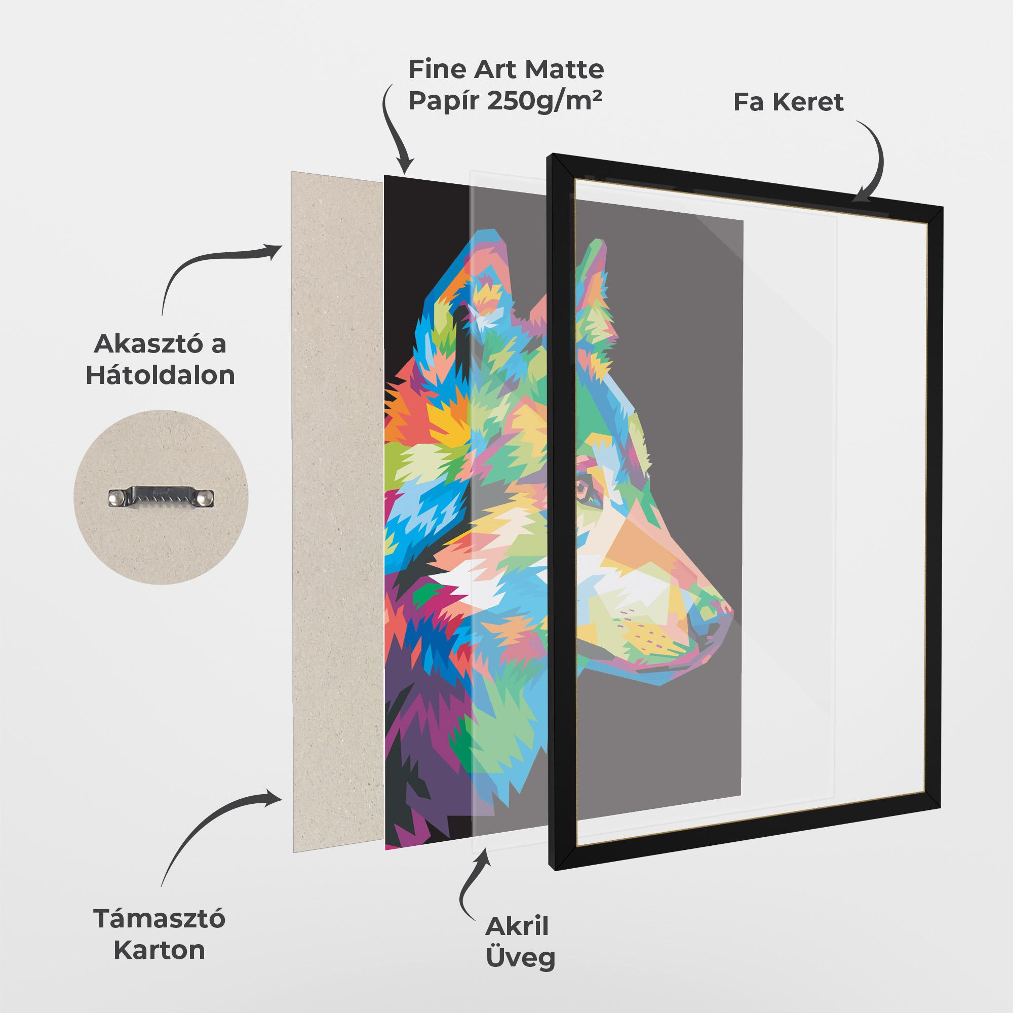 Keretezett Poszter Colorful Wolf mockup 1