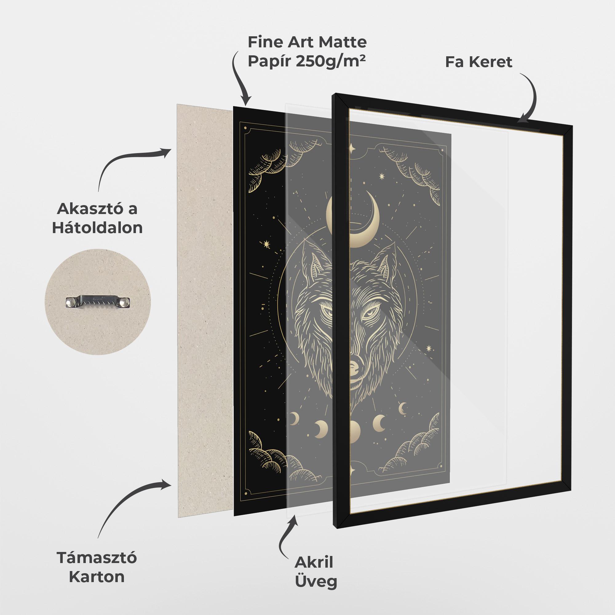 Keretezett Poszter Gold Line Wolf mockup 1