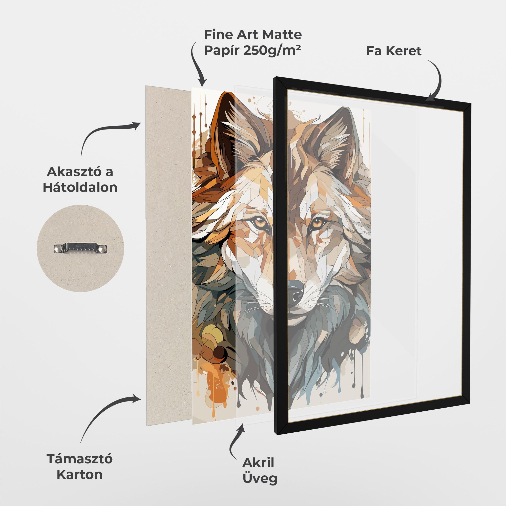 Keretezett Poszter Pretty Orange Wolf mockup 1
