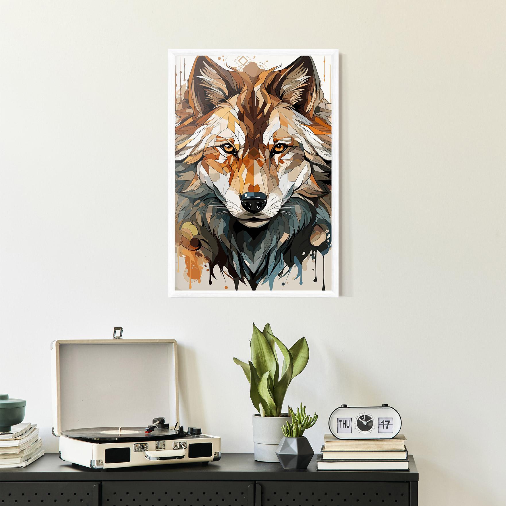 Keretezett Poszter Pretty Orange Wolf mockup 2