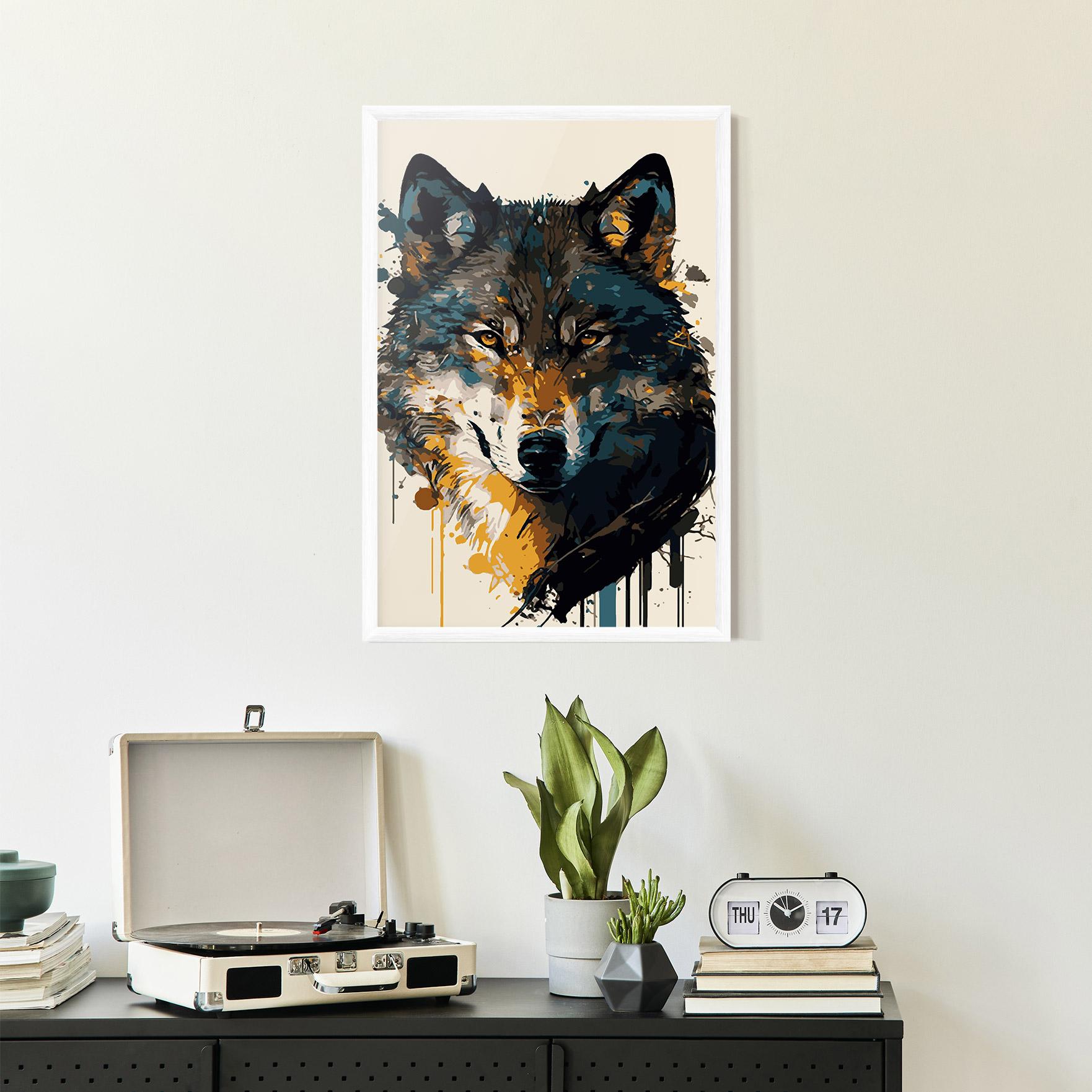 Keretezett Poszter Wolf Head Art mockup 2