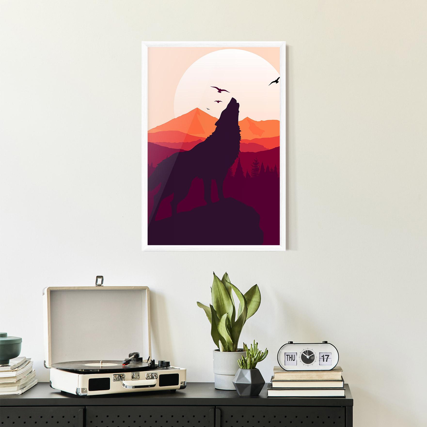 Keretezett Poszter Wolf Pink Moon mockup 2