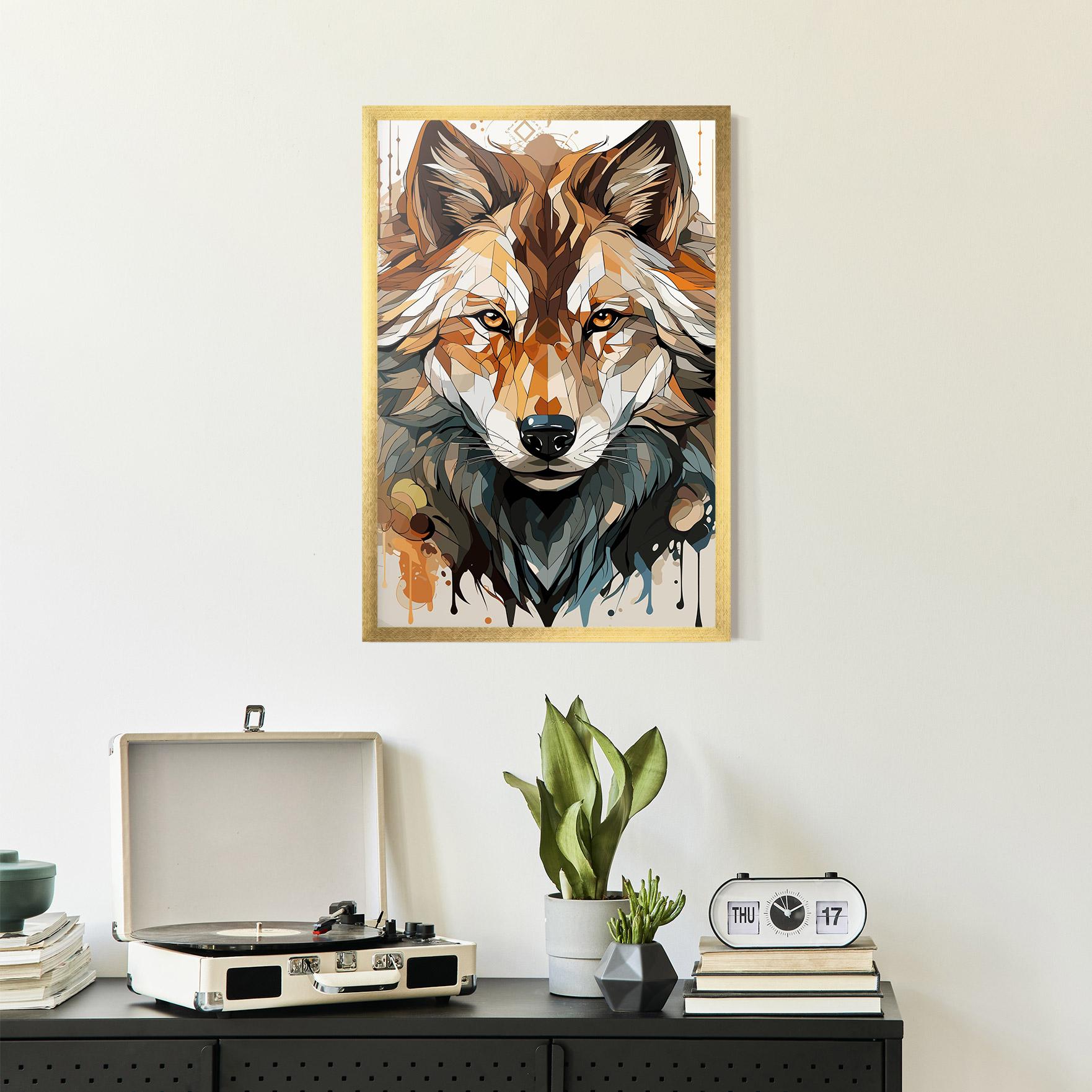 Keretezett Poszter Pretty Orange Wolf mockup 2
