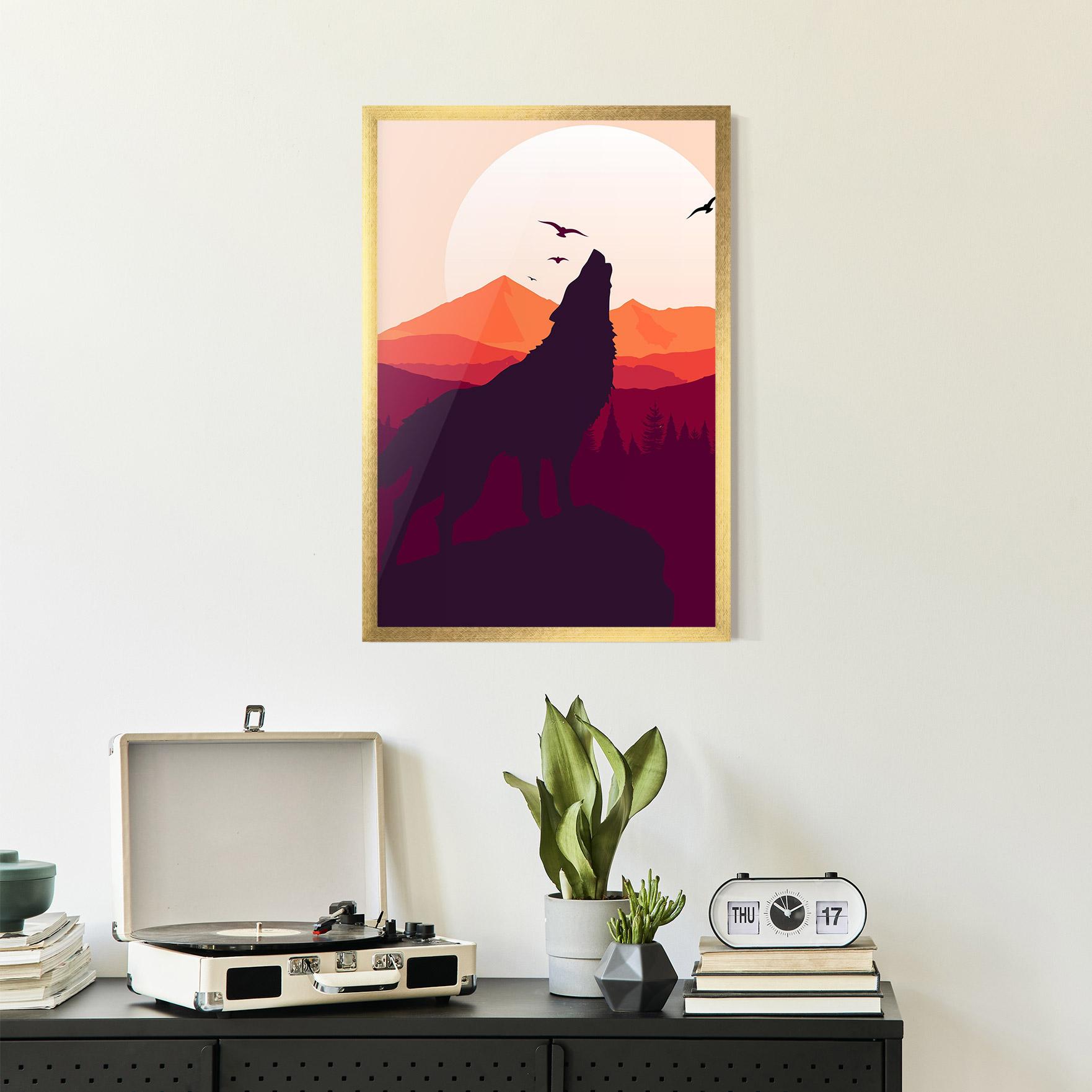 Keretezett Poszter Wolf Pink Moon mockup 2