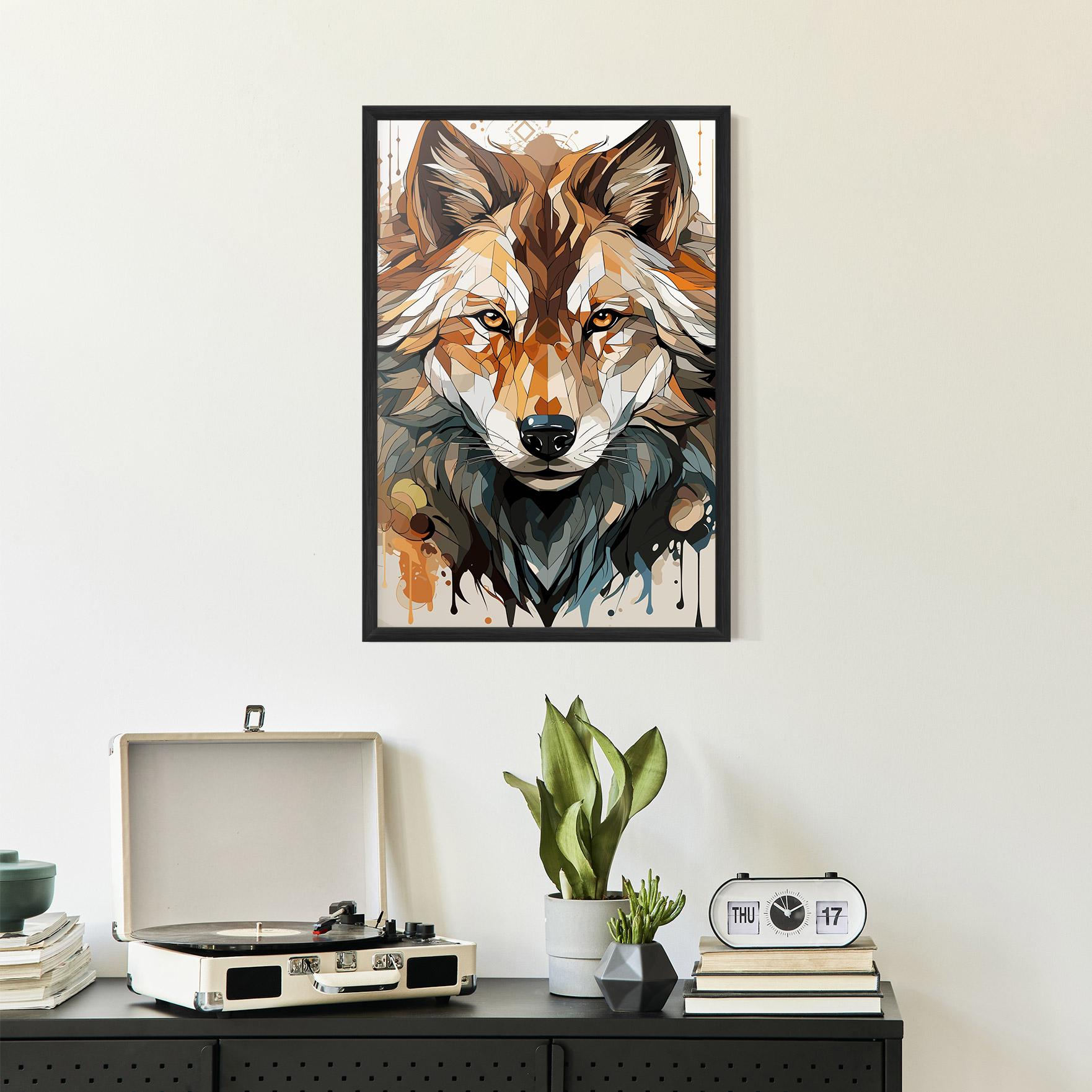 Keretezett Poszter Pretty Orange Wolf mockup 2