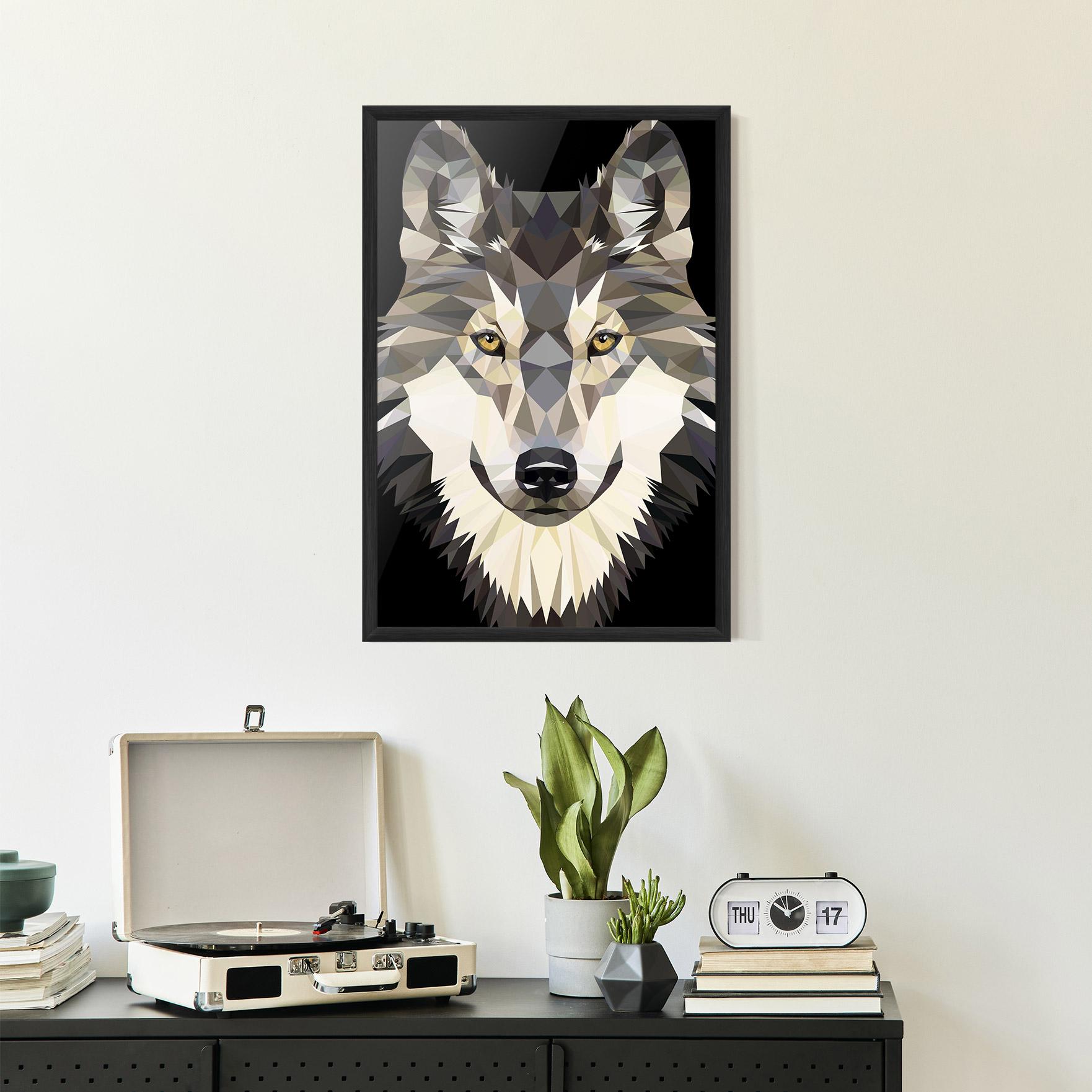 Keretezett Poszter Pretty Wolf Head mockup 2
