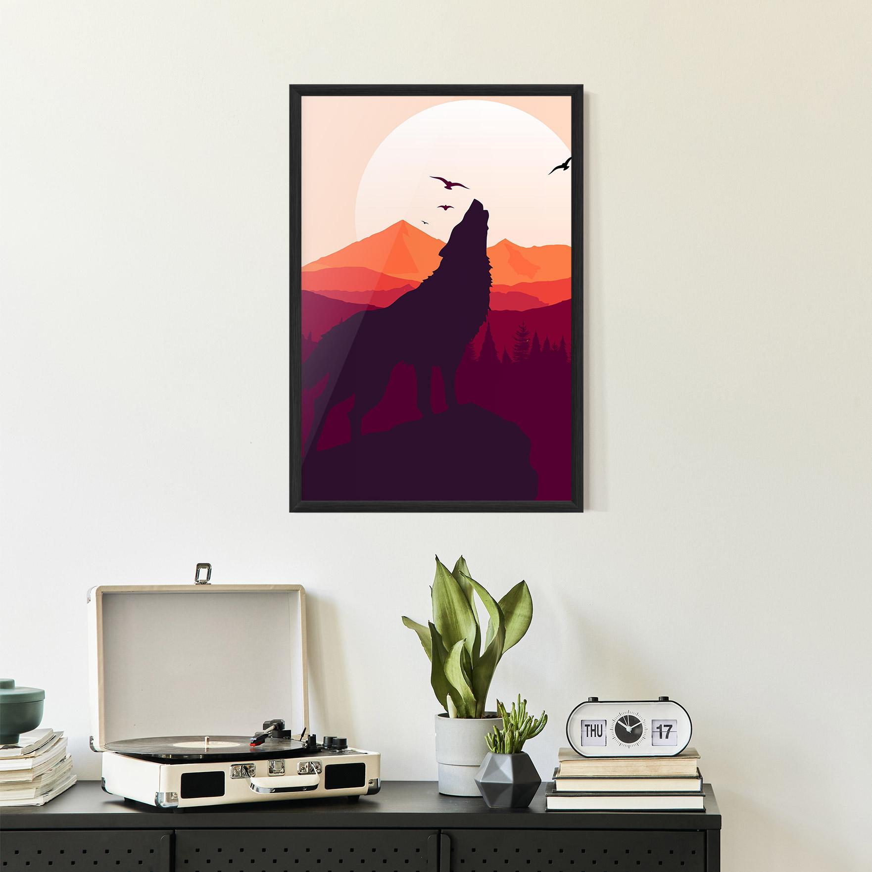 Keretezett Poszter Wolf Pink Moon mockup 2