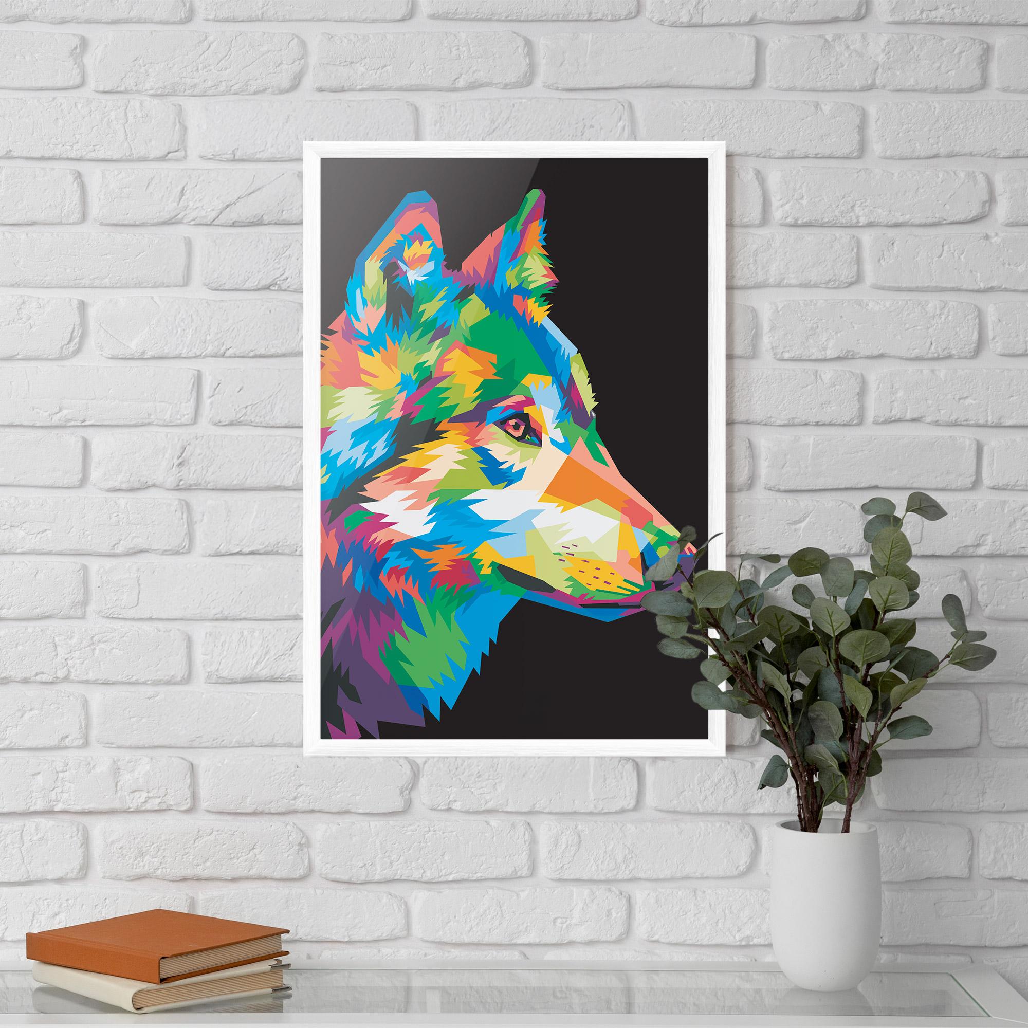 Keretezett Poszter Colorful Wolf mockup 5