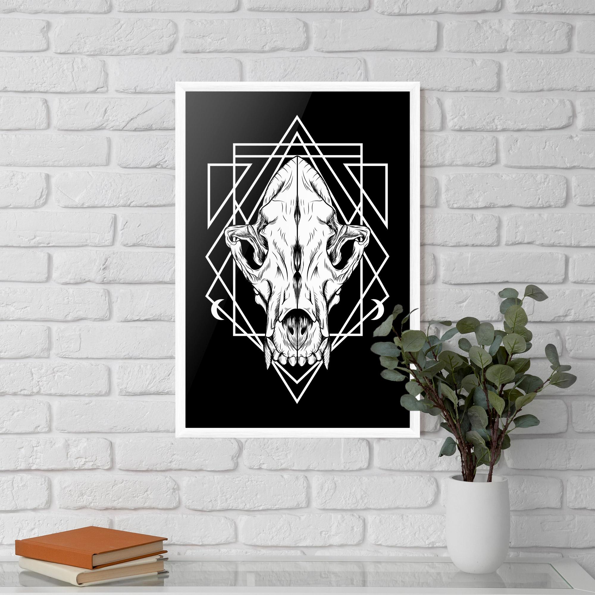 Keretezett Poszter Dark Wolf Skull mockup 5