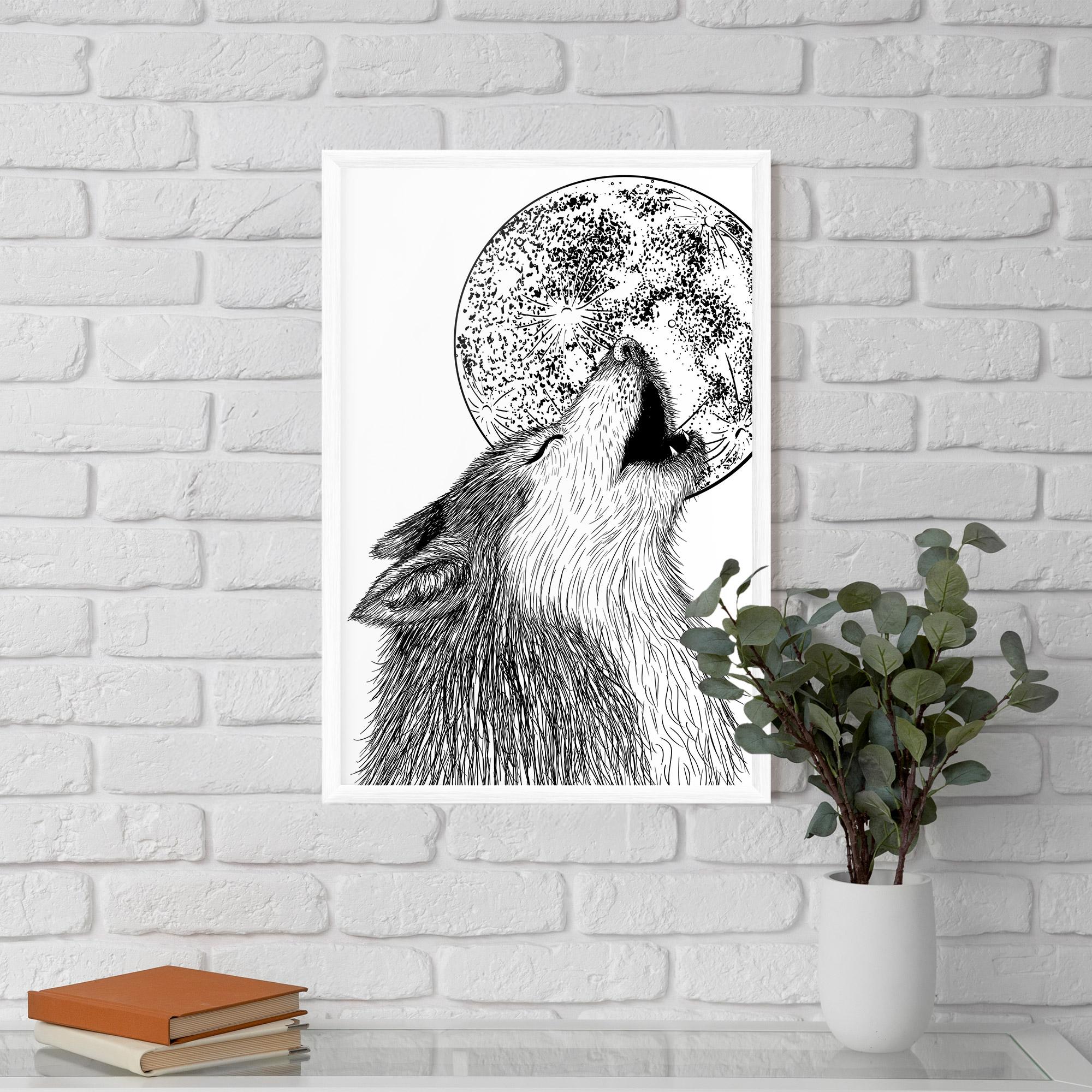 Keretezett Poszter Pretty Moon Wolf mockup 5