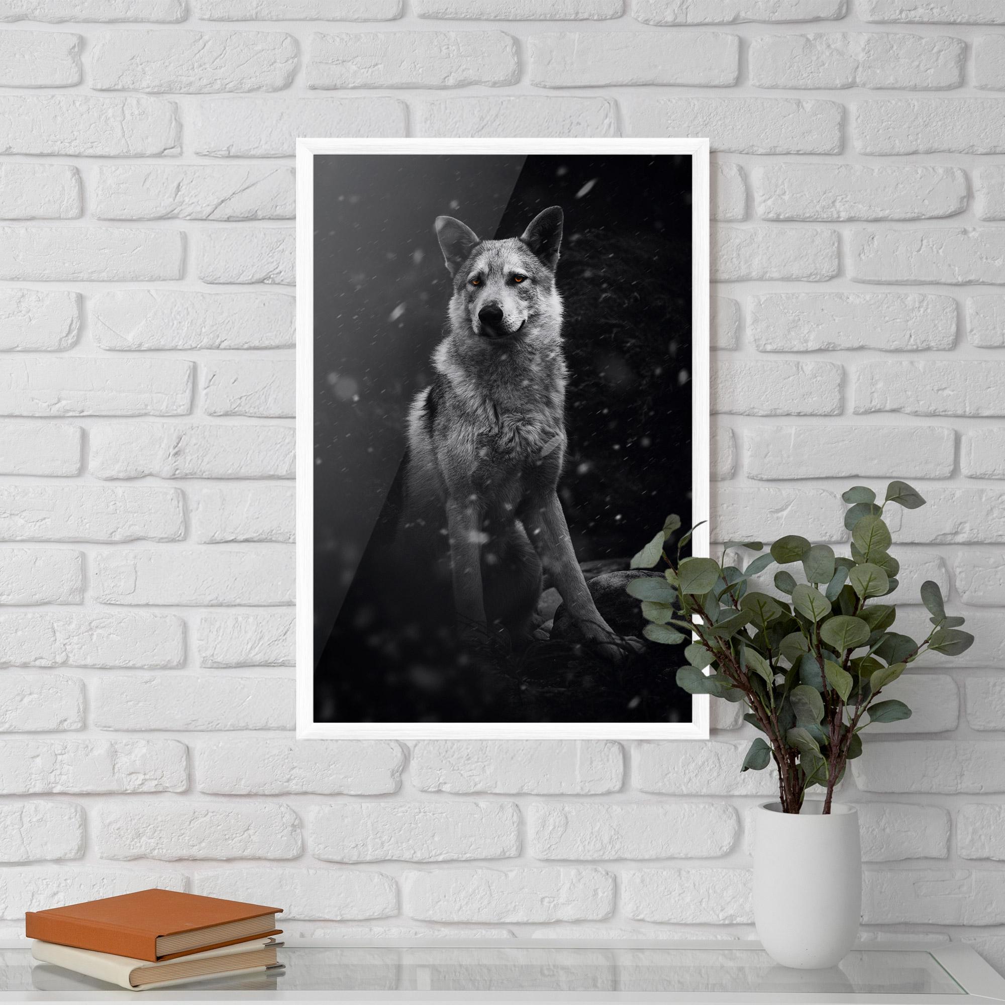 Keretezett Poszter Sitting Wolf mockup 5