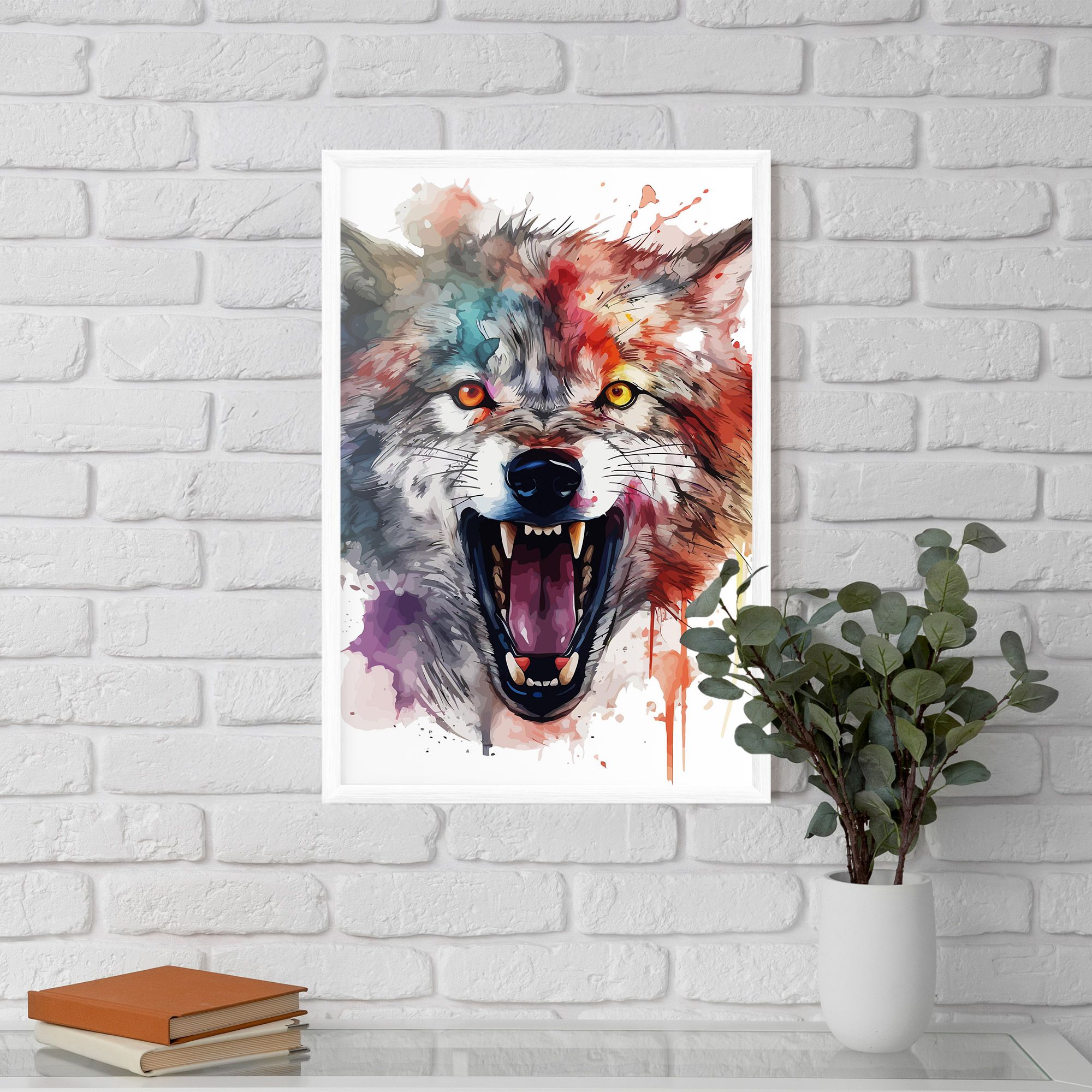Watercolor Angry Wolf mockup 5
