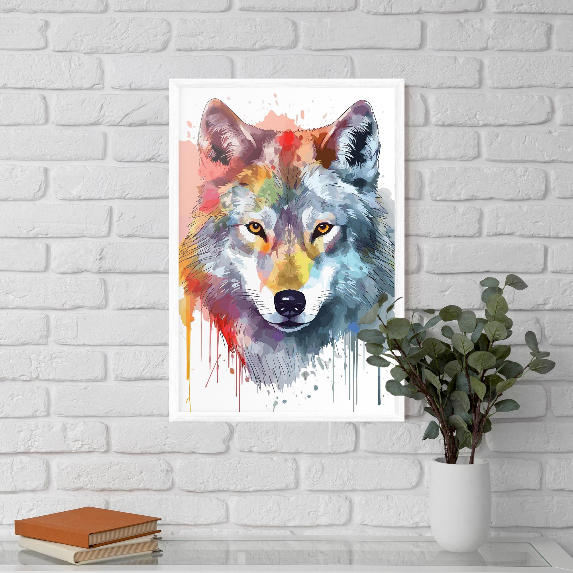 Keretezett Poszter Watercolor Wolf mockup 5