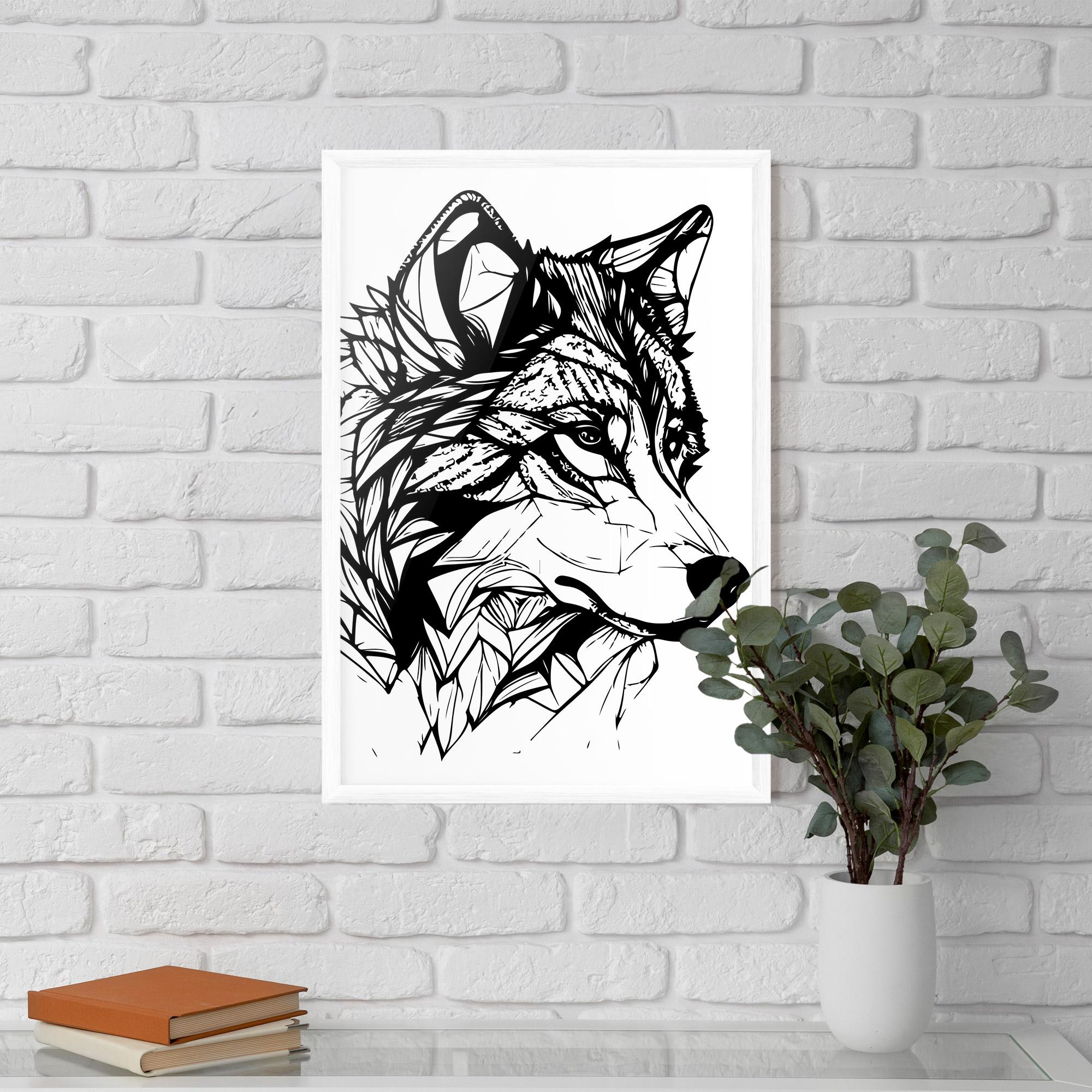 Keretezett Poszter Wolf Head Line mockup 5