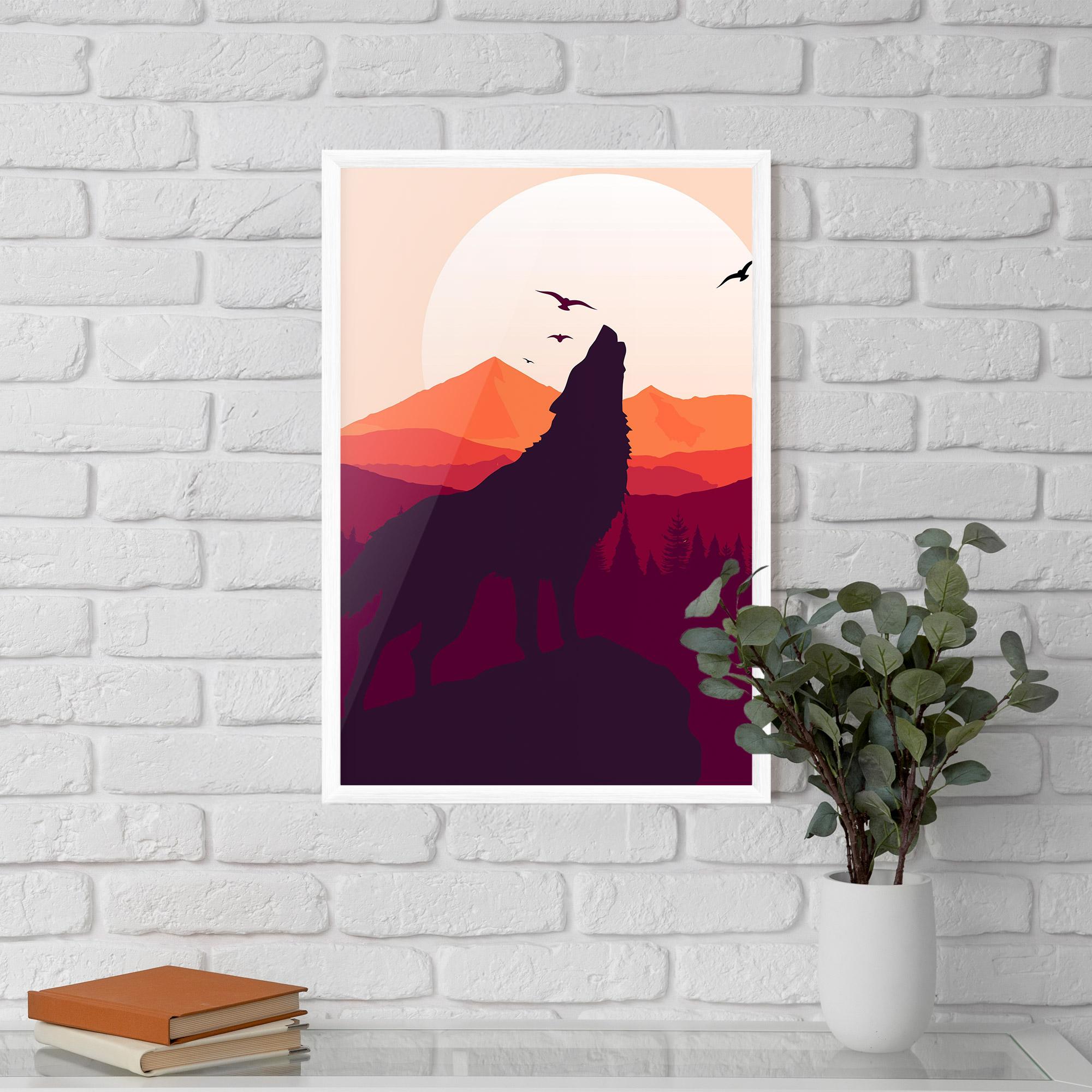 Keretezett Poszter Wolf Pink Moon mockup 5