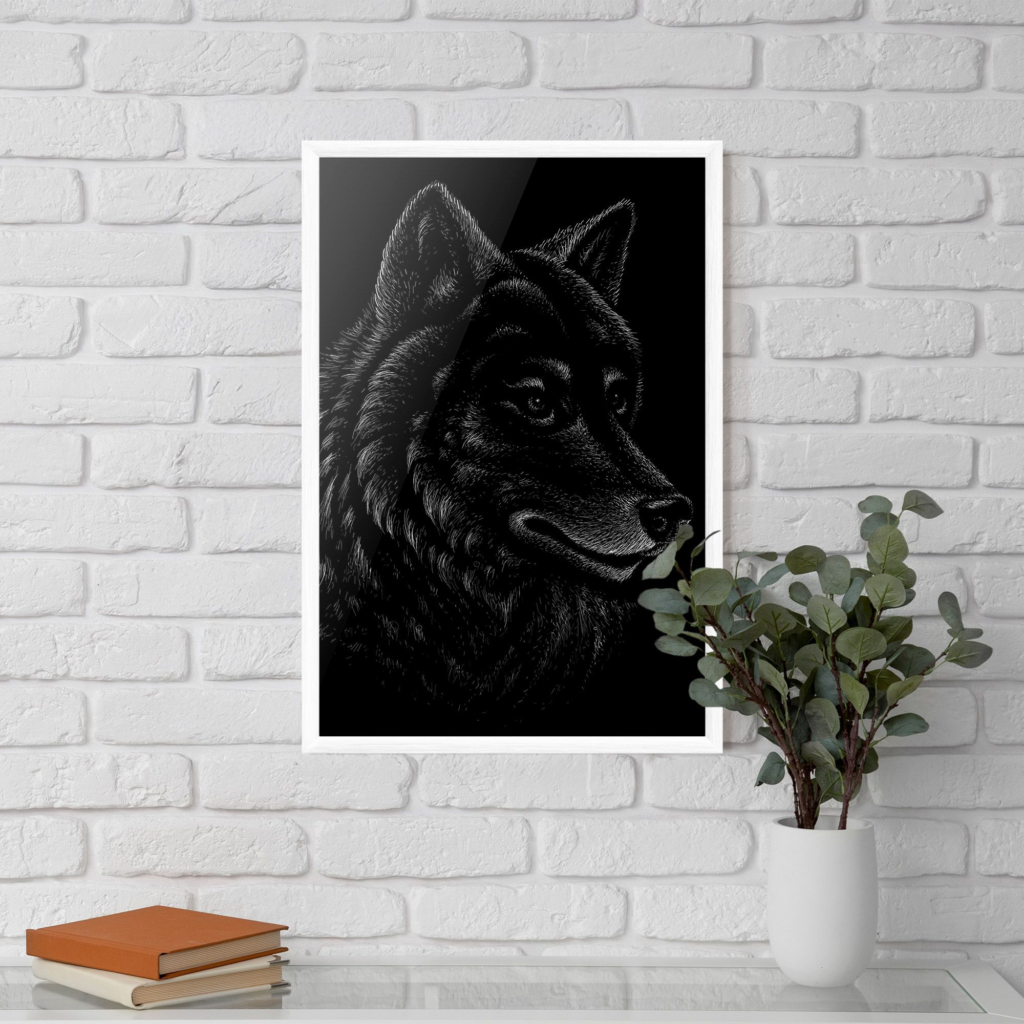 Wolf Shillouette Head mockup 5