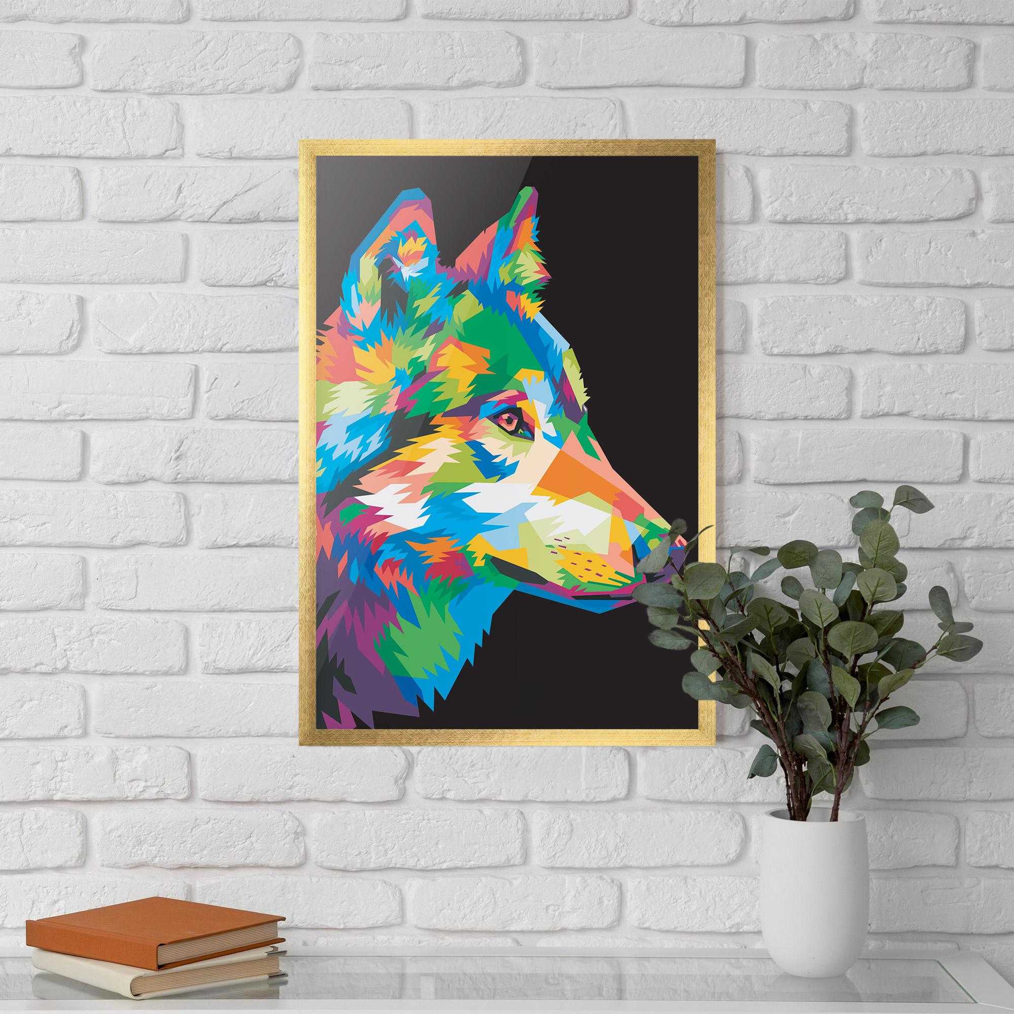 Keretezett Poszter Colorful Wolf mockup 5