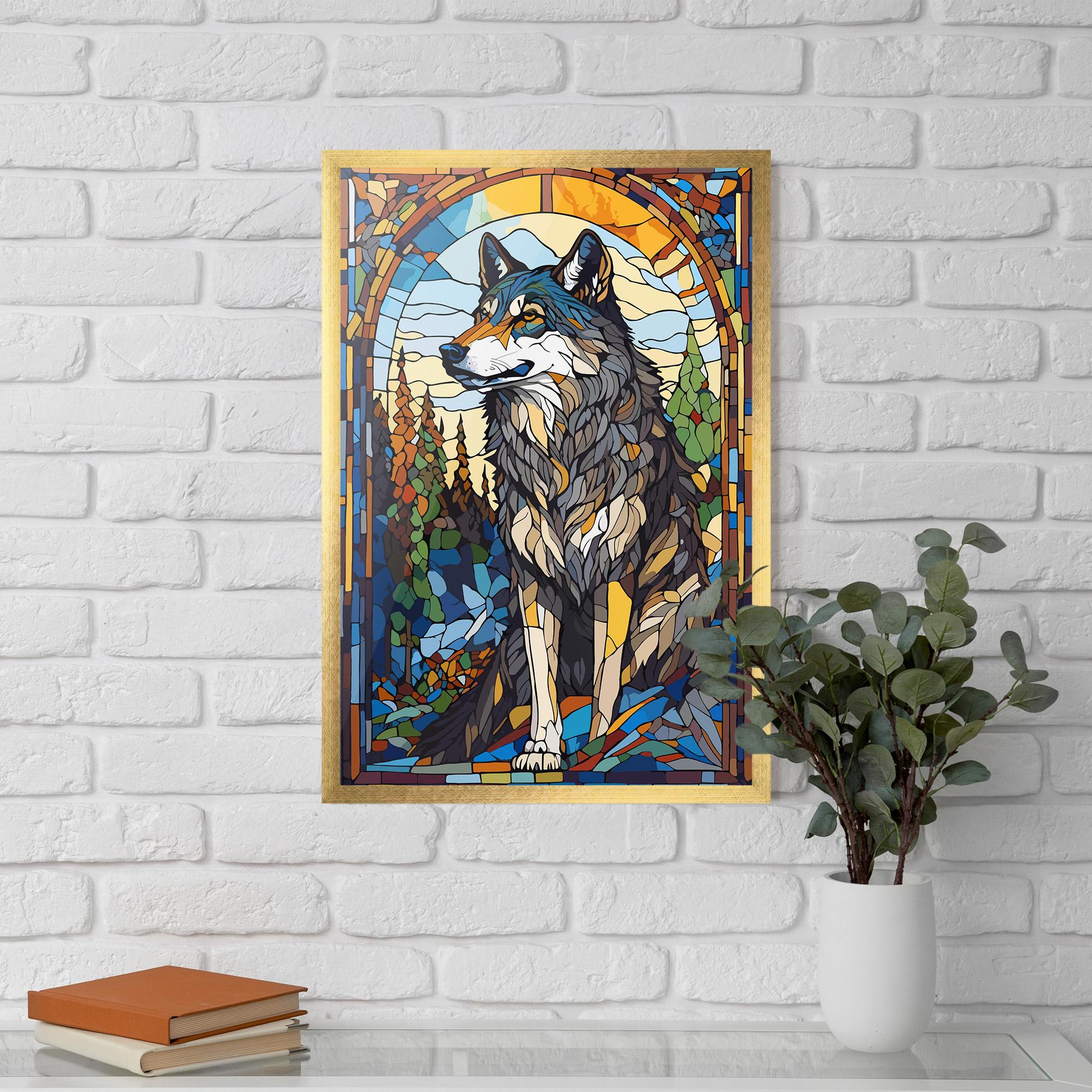 Keretezett Poszter Glass Wolf mockup 5