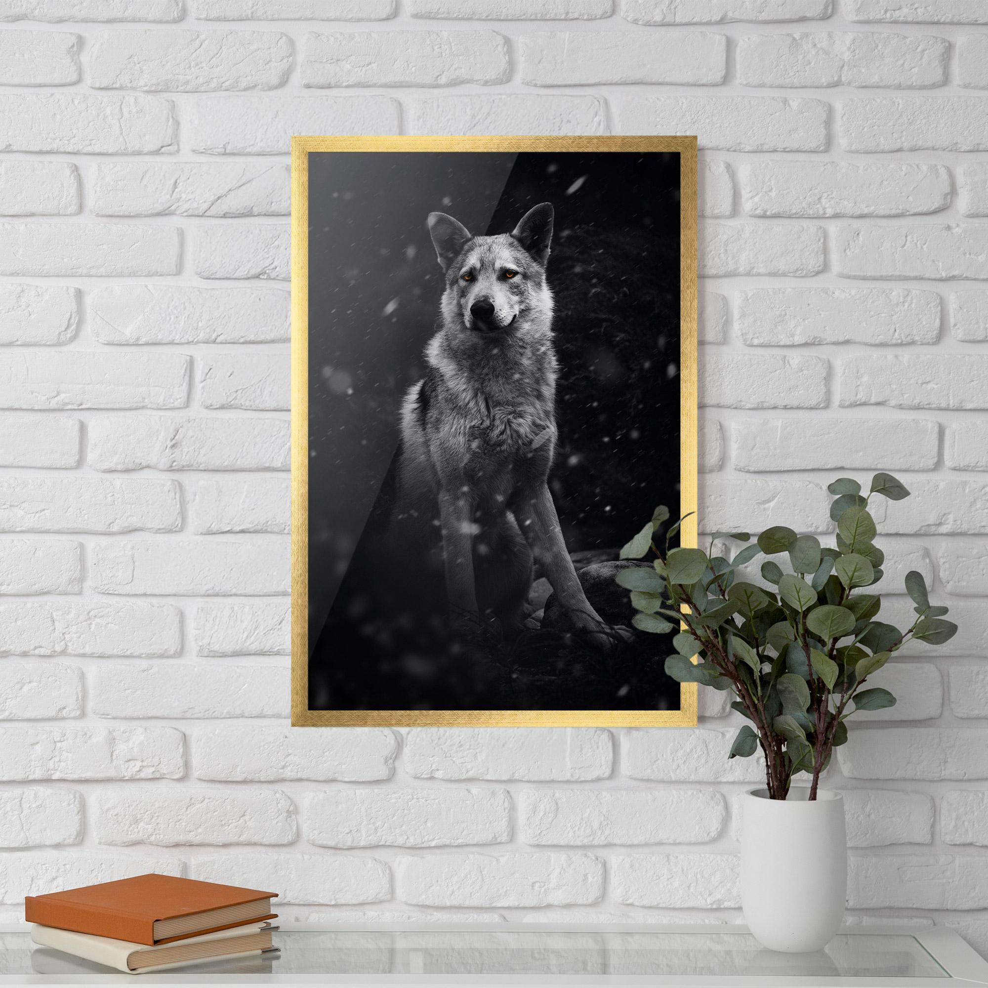 Keretezett Poszter Sitting Wolf mockup 5