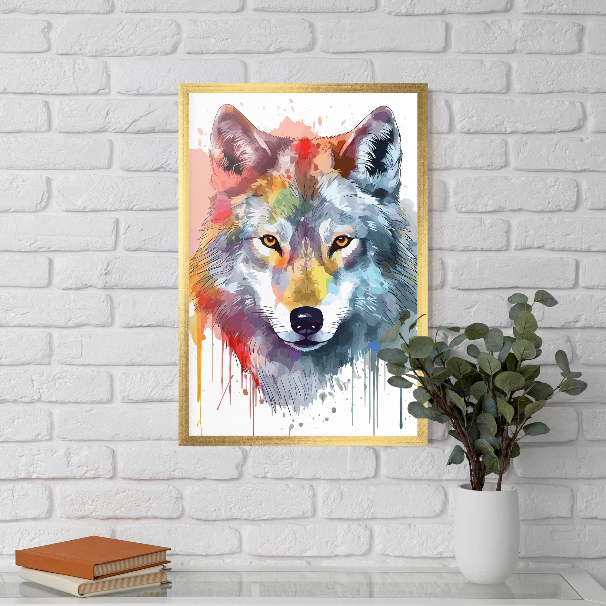Keretezett Poszter Watercolor Wolf mockup 5