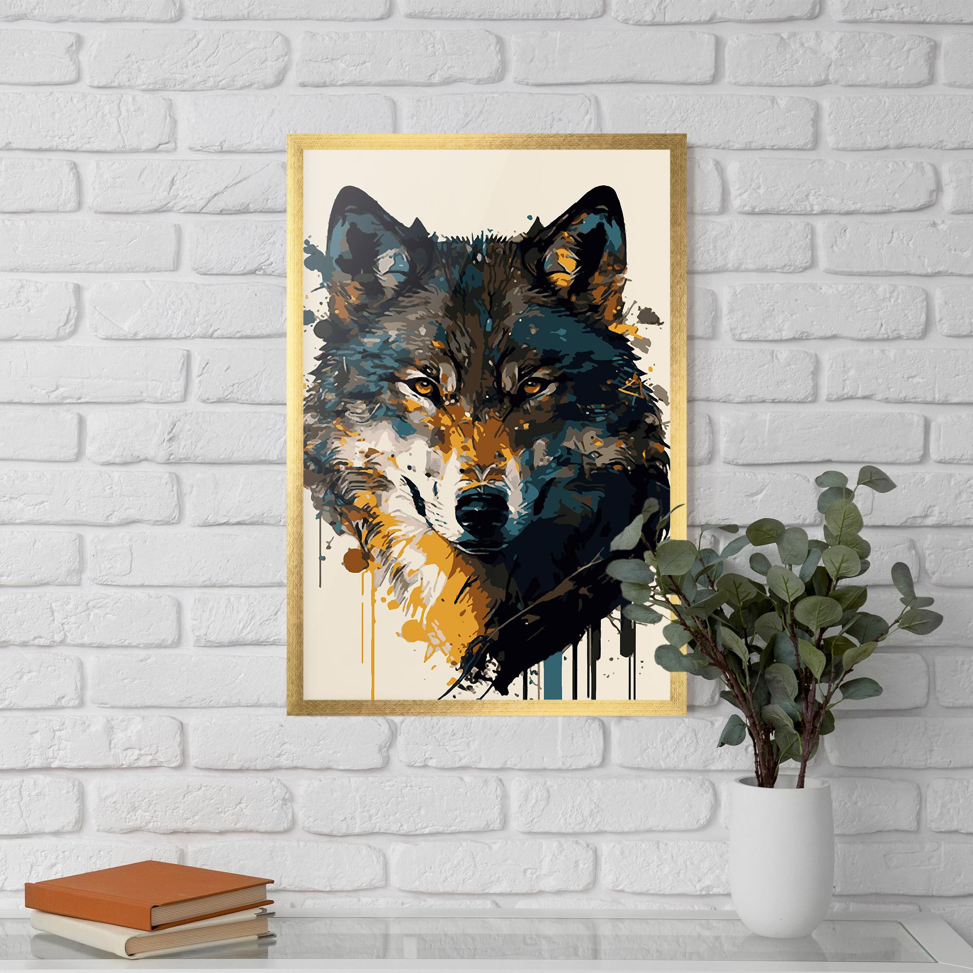 Keretezett Poszter Wolf Head Art mockup 5