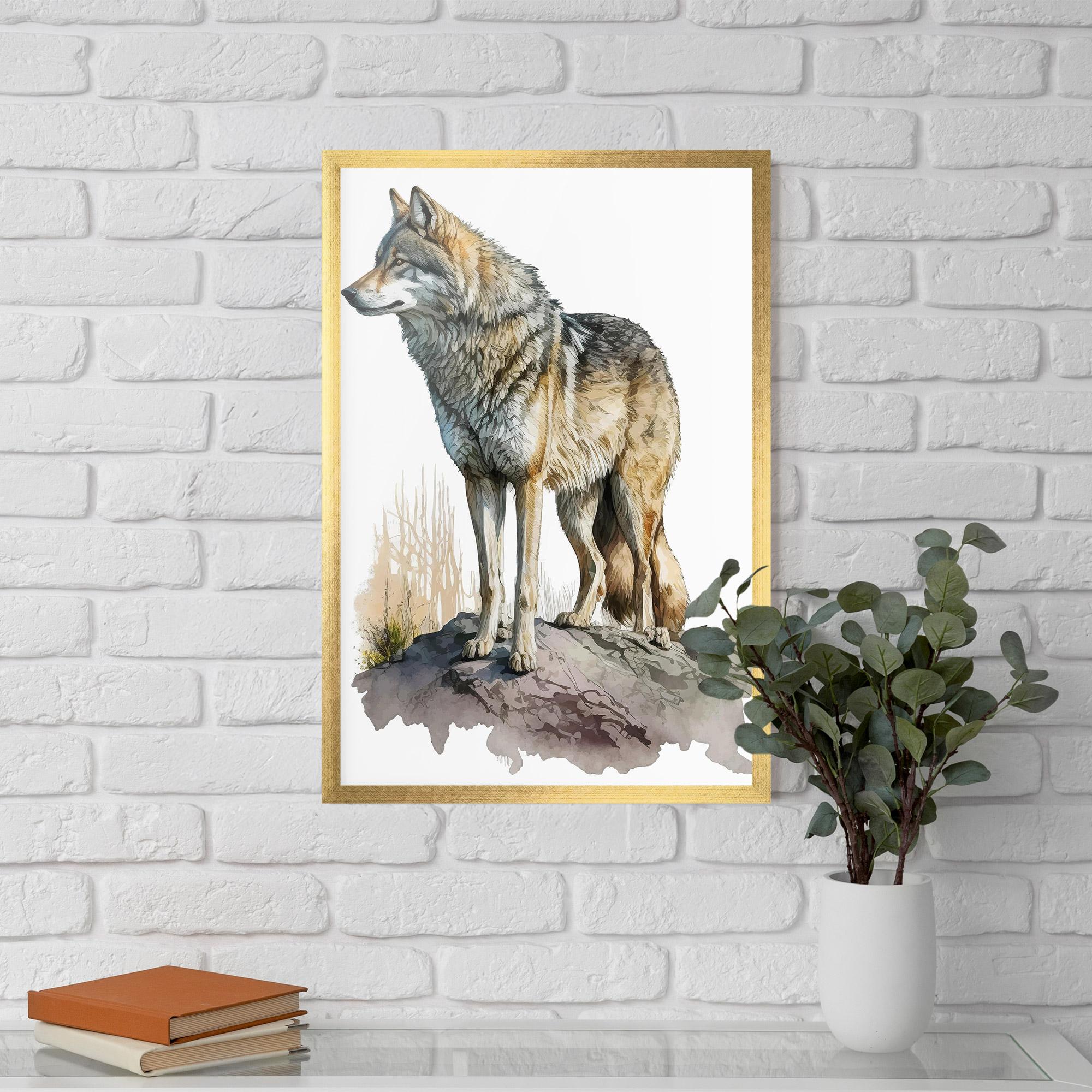 Keretezett Poszter Wolf On Rock mockup 5