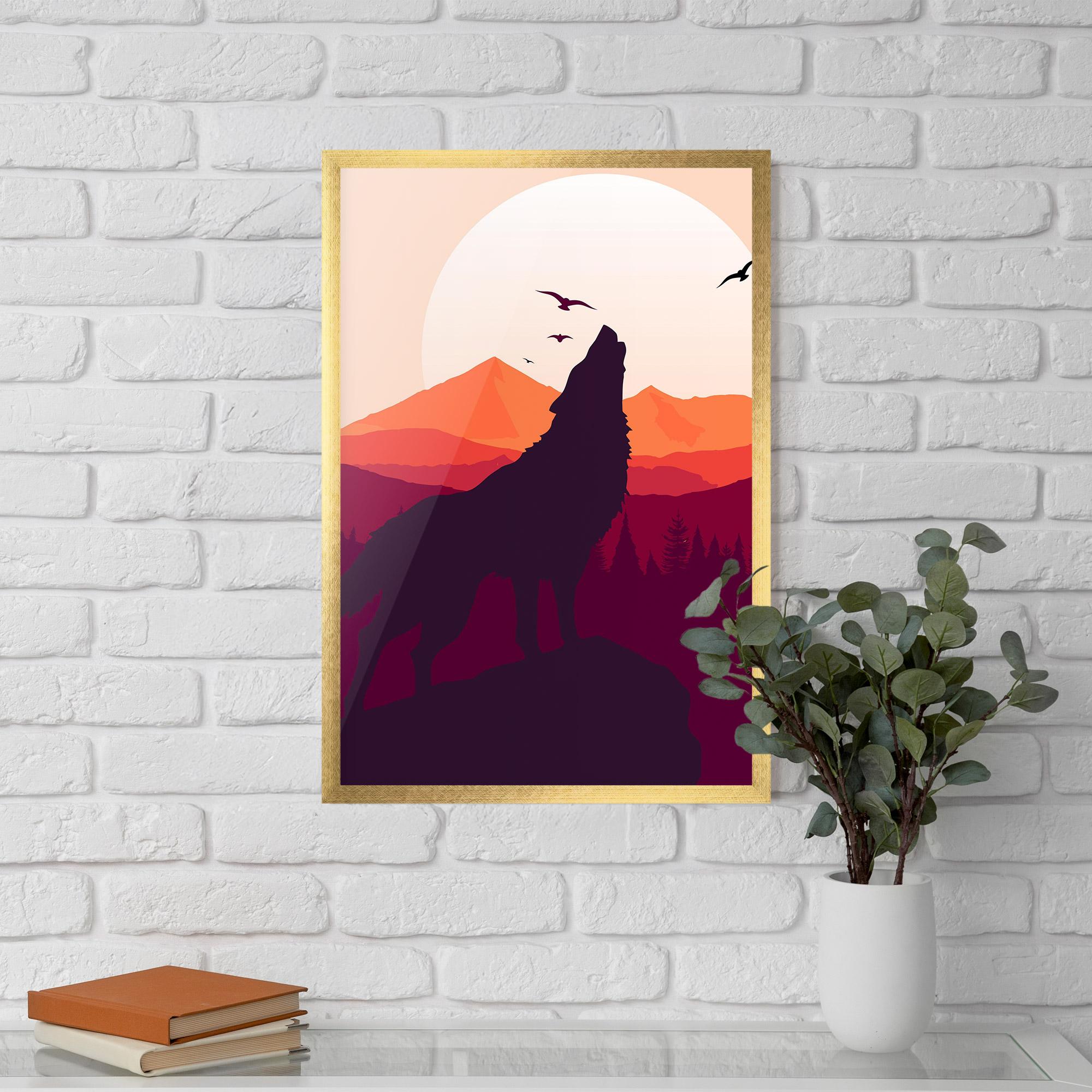 Keretezett Poszter Wolf Pink Moon mockup 5