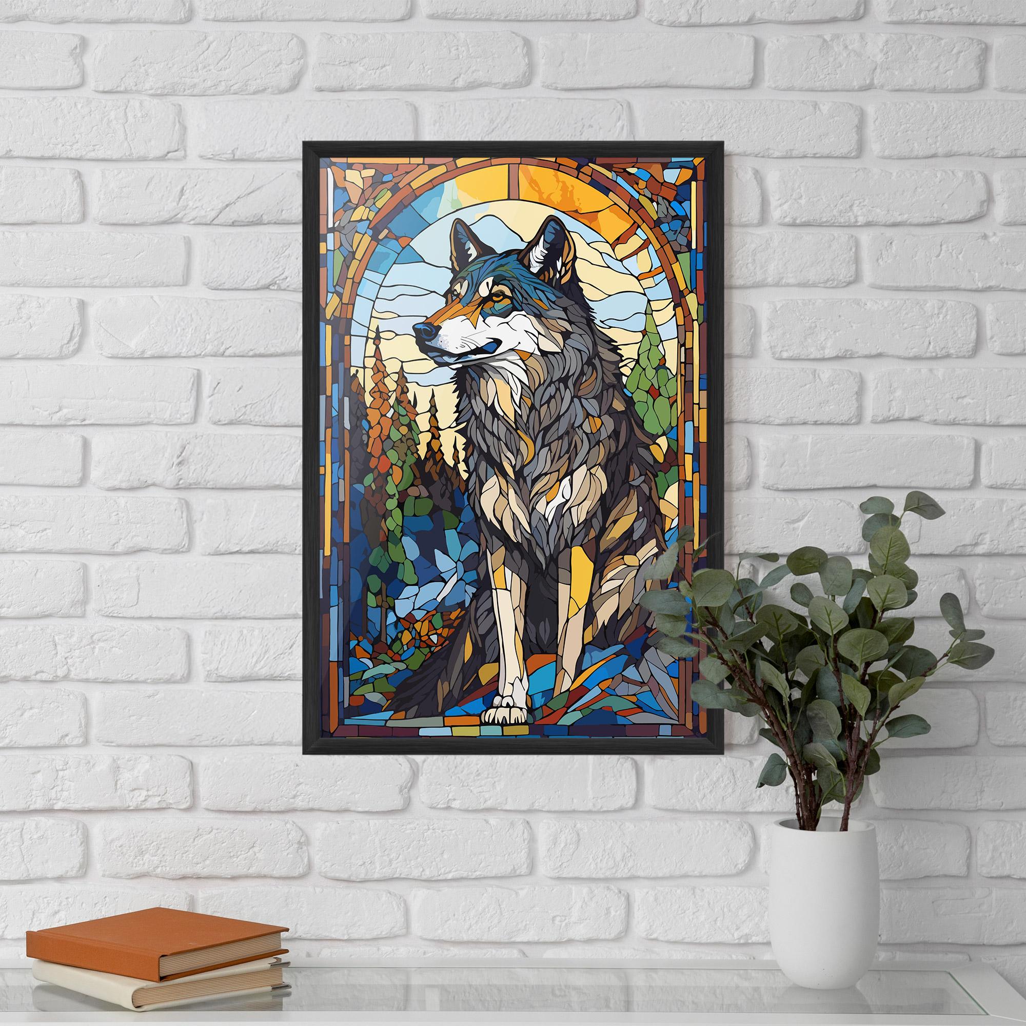 Keretezett Poszter Glass Wolf mockup 5