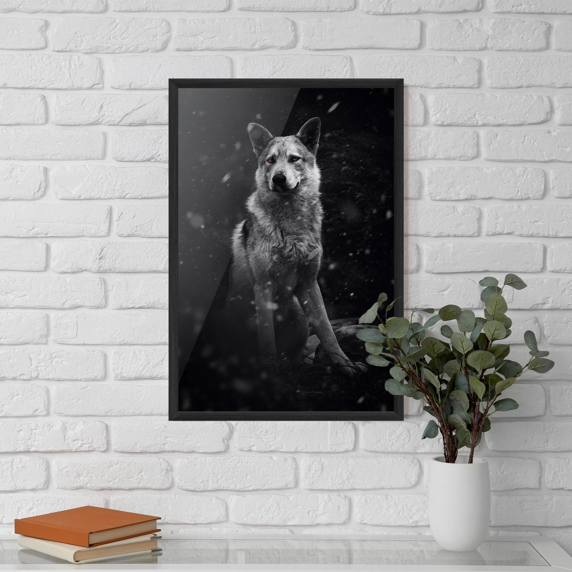 Keretezett Poszter Sitting Wolf mockup 5