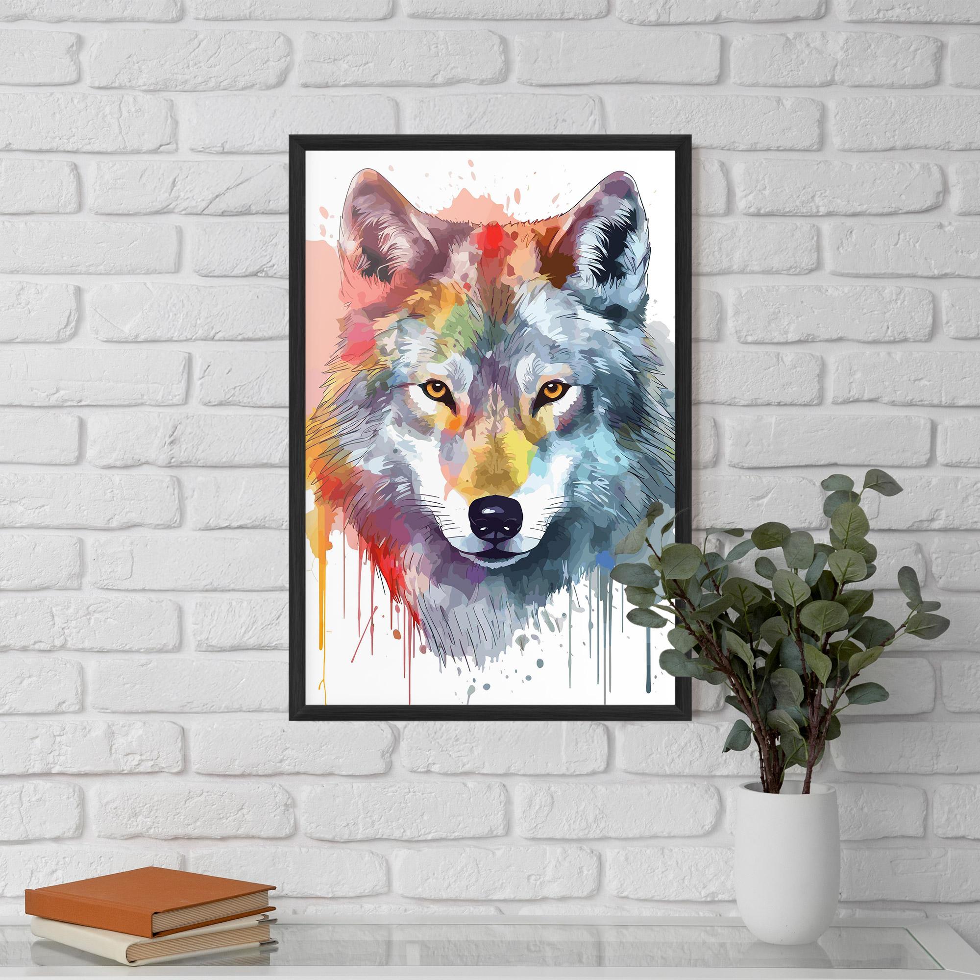 Keretezett Poszter Watercolor Wolf mockup 5