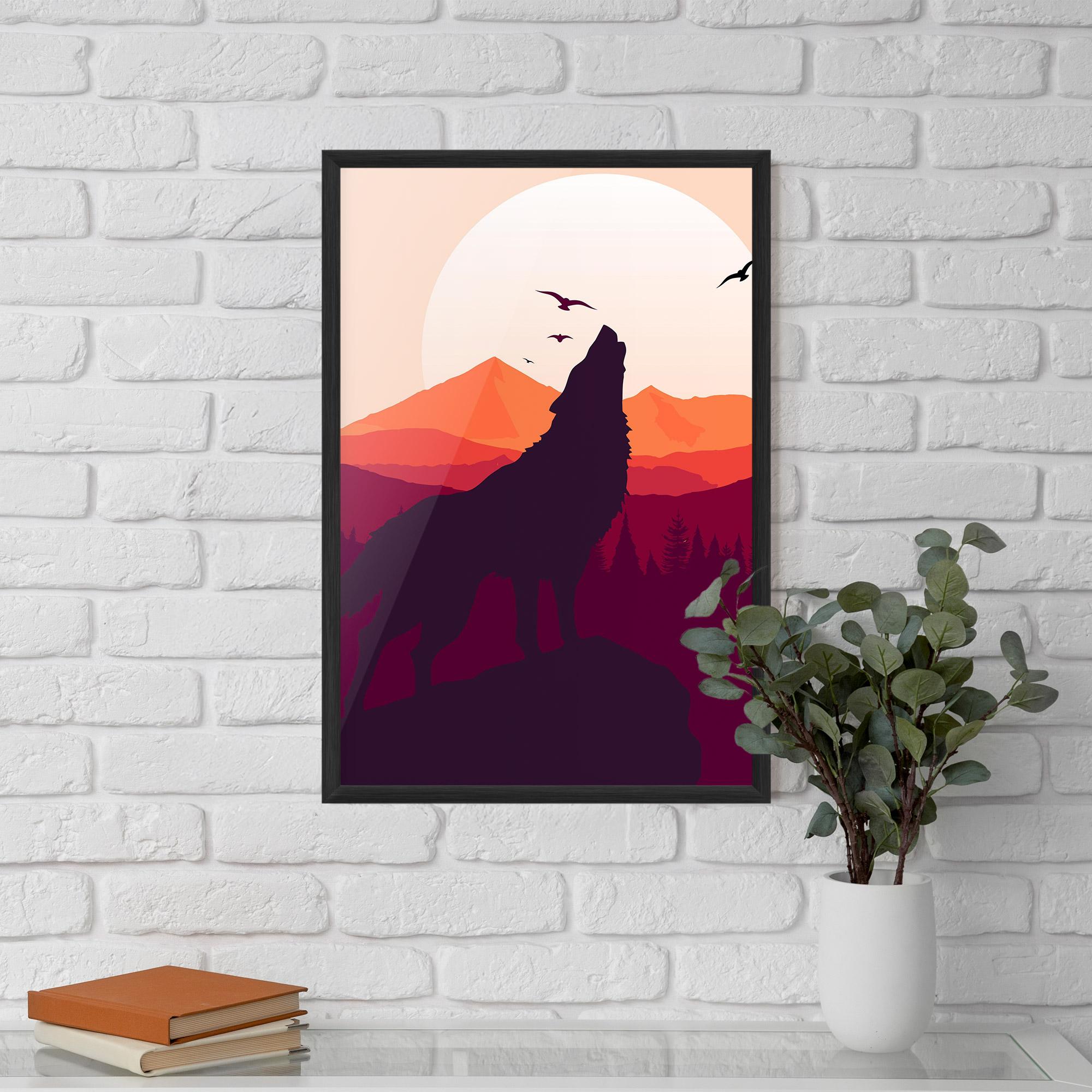 Keretezett Poszter Wolf Pink Moon mockup 5
