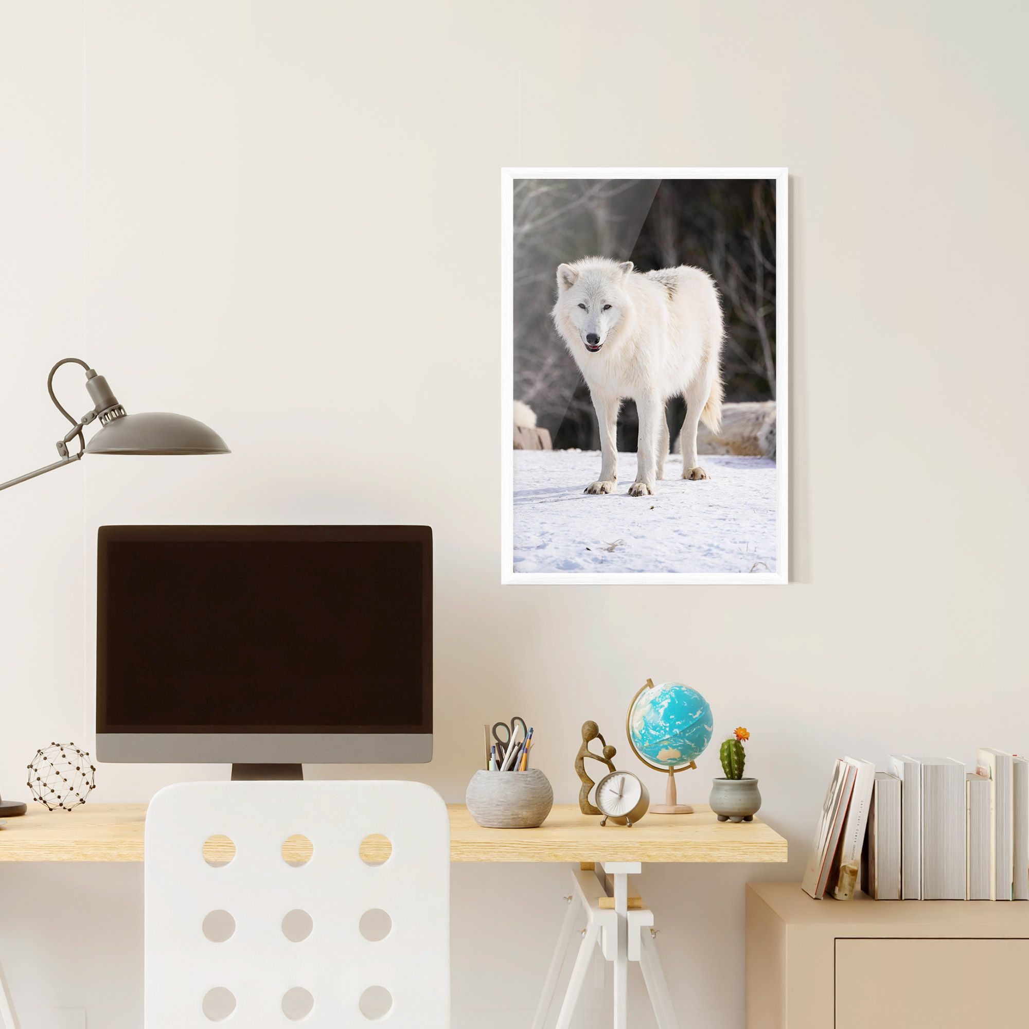 Beautiful White Wolf mockup 6