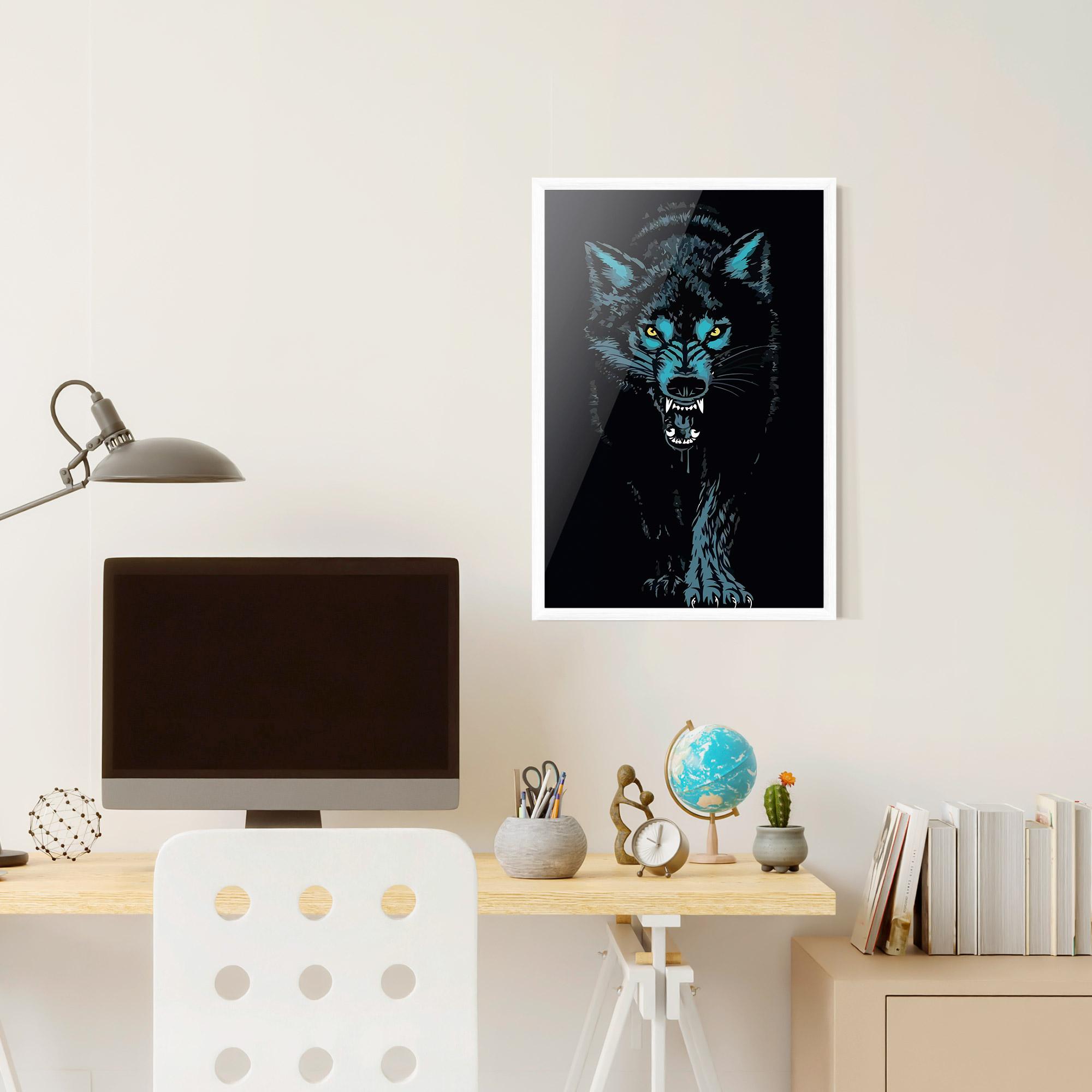 Keretezett Poszter Blue Wolf mockup 6