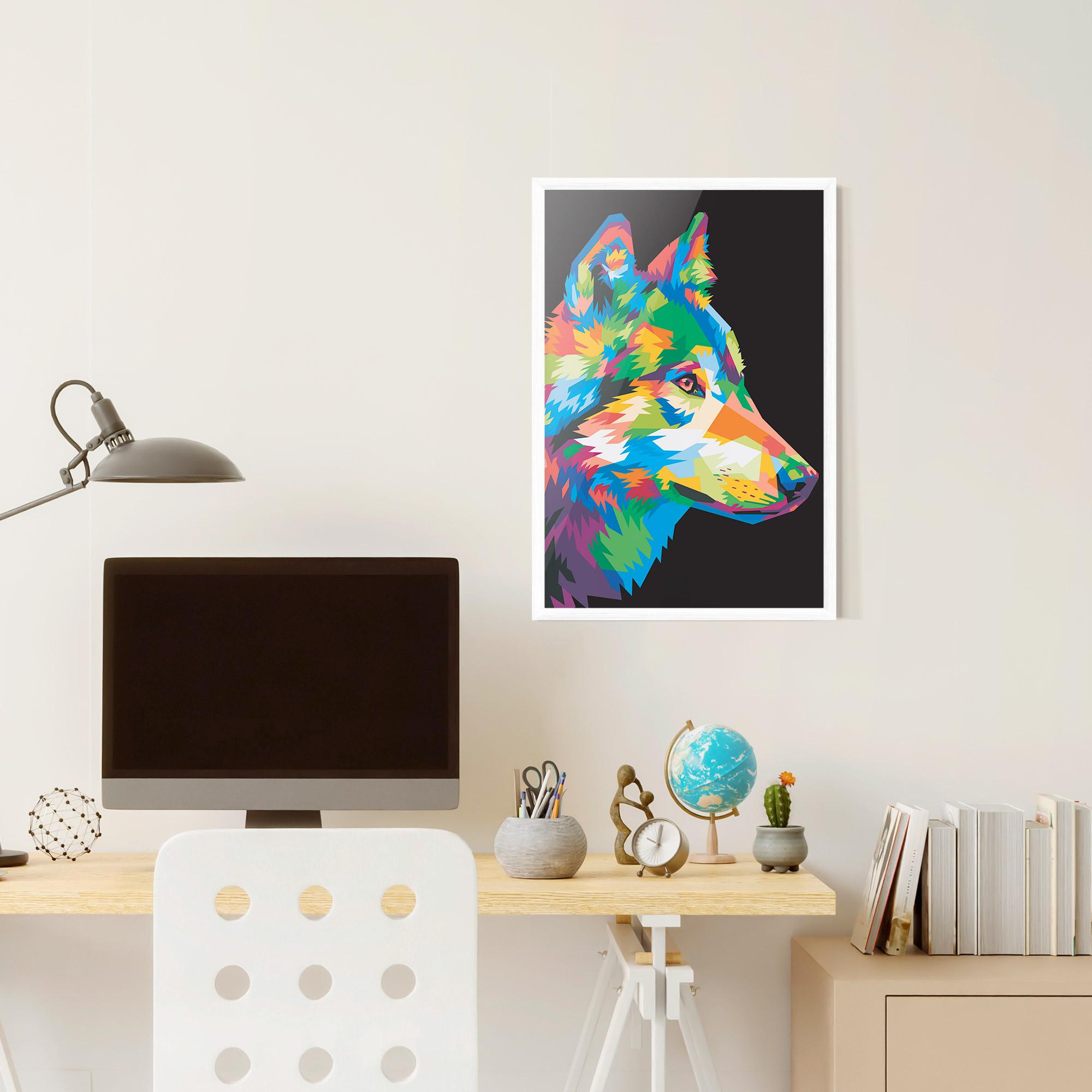 Keretezett Poszter Colorful Wolf mockup 6