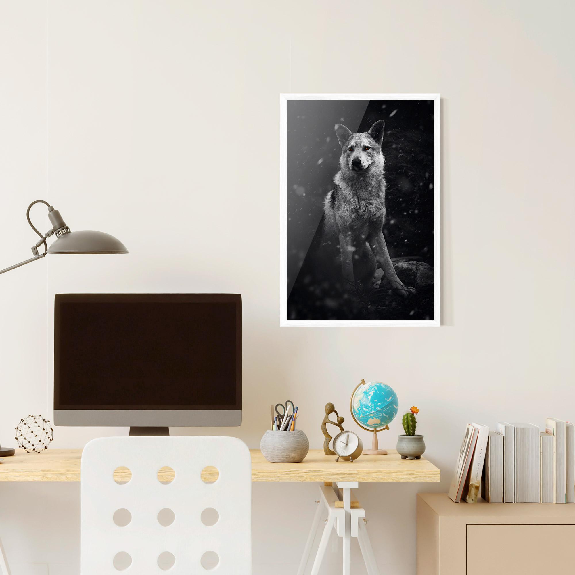 Keretezett Poszter Sitting Wolf mockup 6