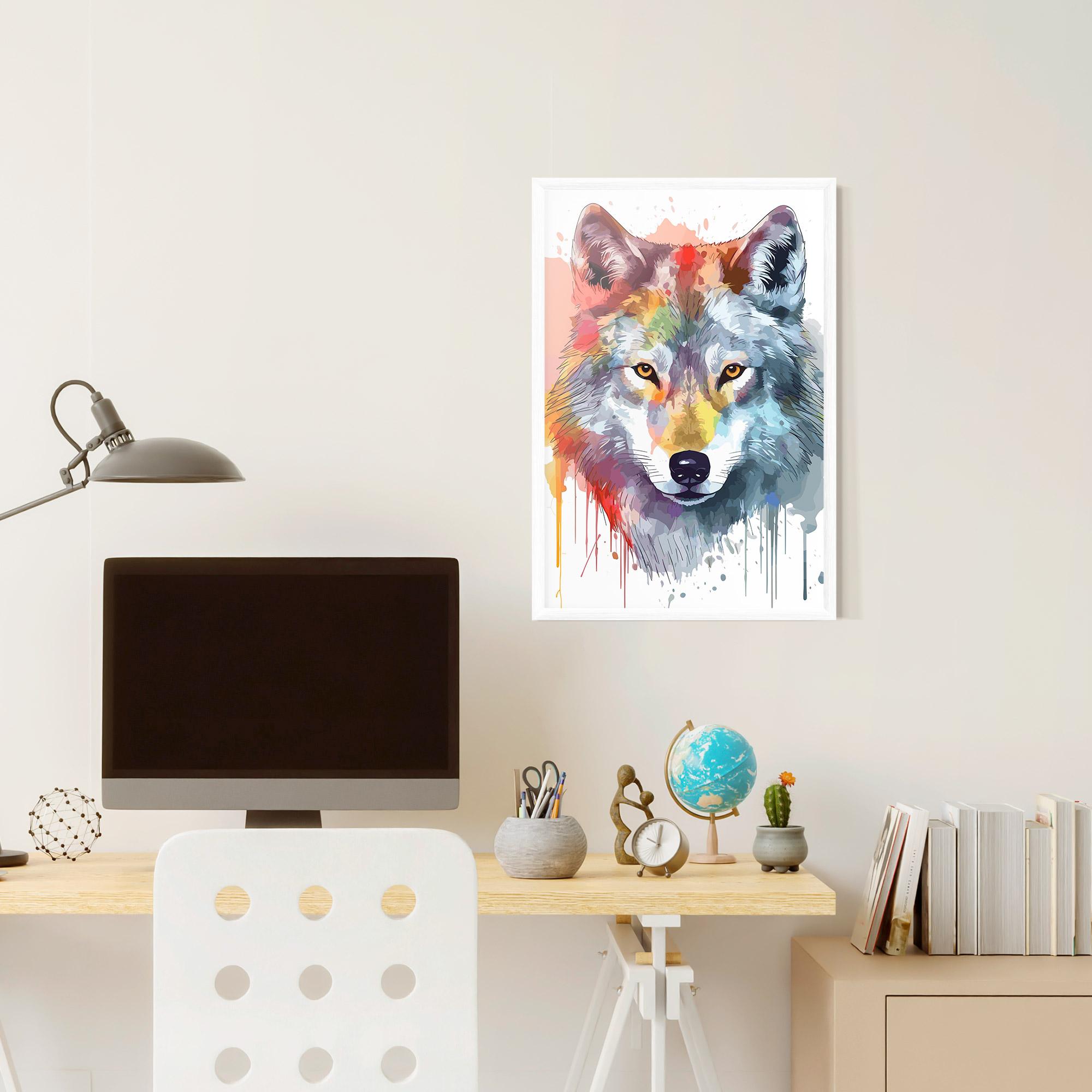 Keretezett Poszter Watercolor Wolf mockup 6
