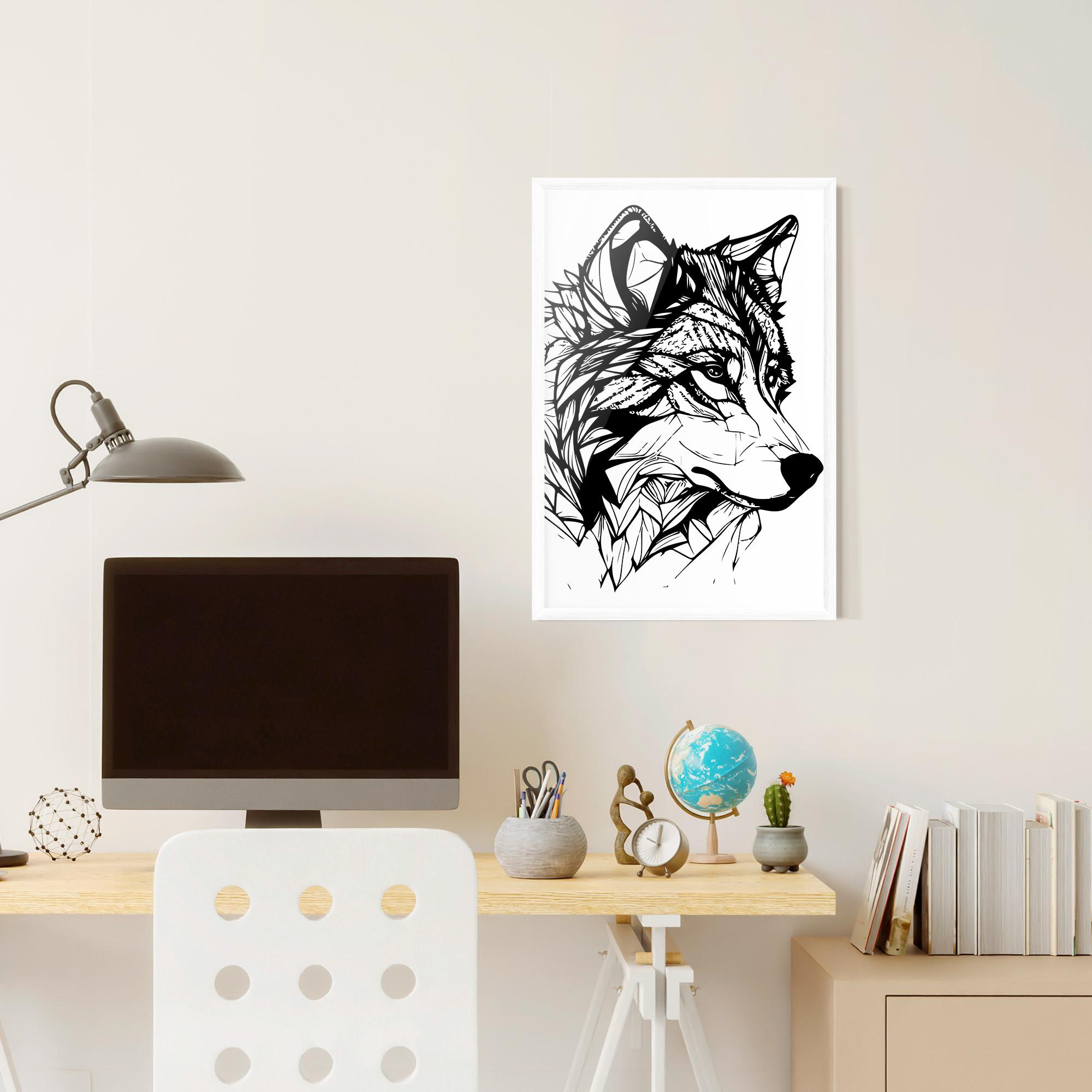 Keretezett Poszter Wolf Head Line mockup 6