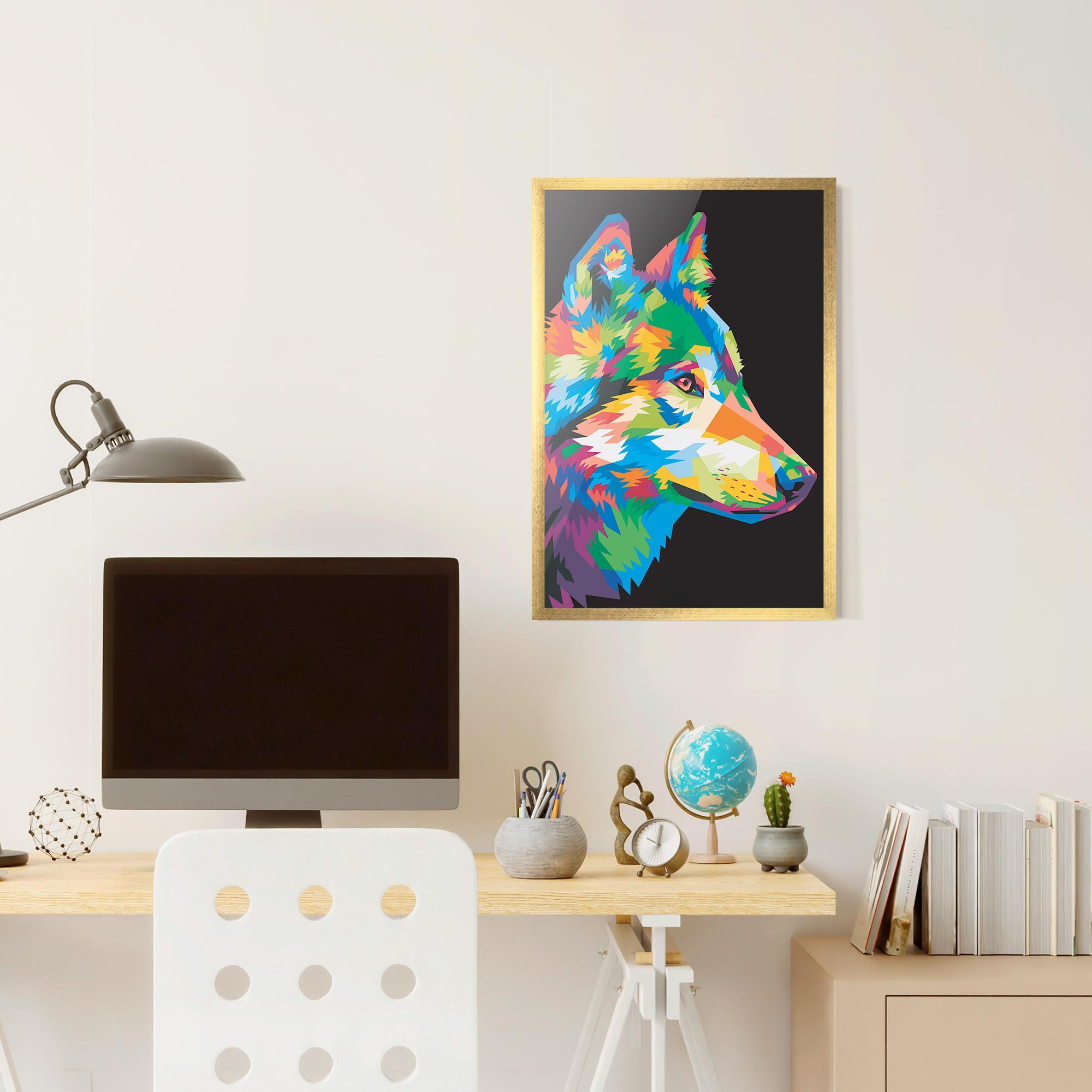 Keretezett Poszter Colorful Wolf mockup 6