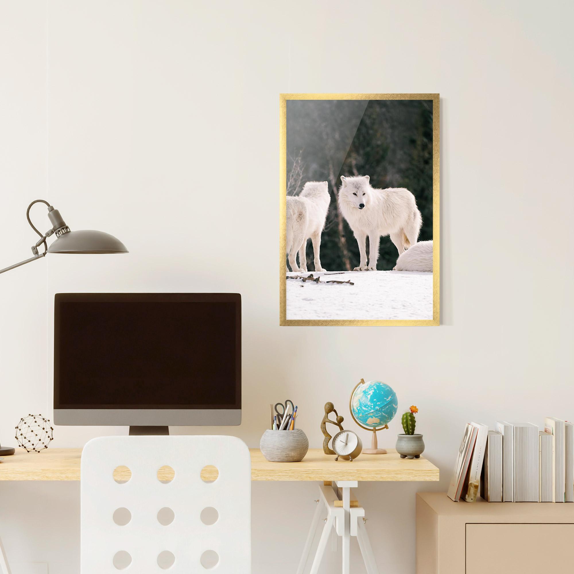 Keretezett Poszter White Wolf Waiting mockup 6